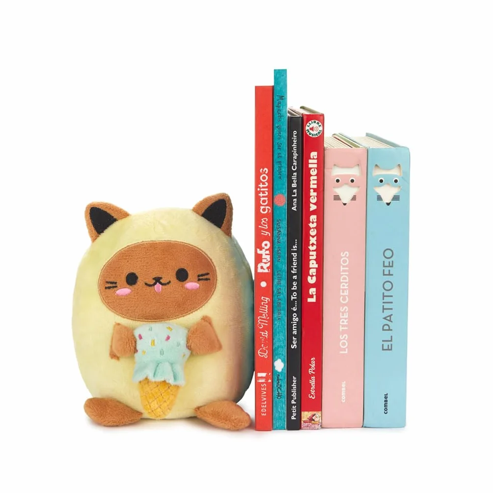 Balvi Sujetalibros Kawaii Minty Color Amarillo Gato Amante de los Helados Poliéster