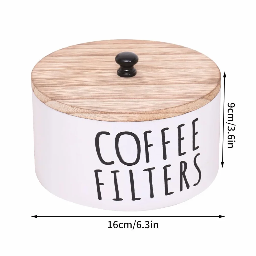 Caja de filtro de madera con tapa, dispensador filtros cesta circular