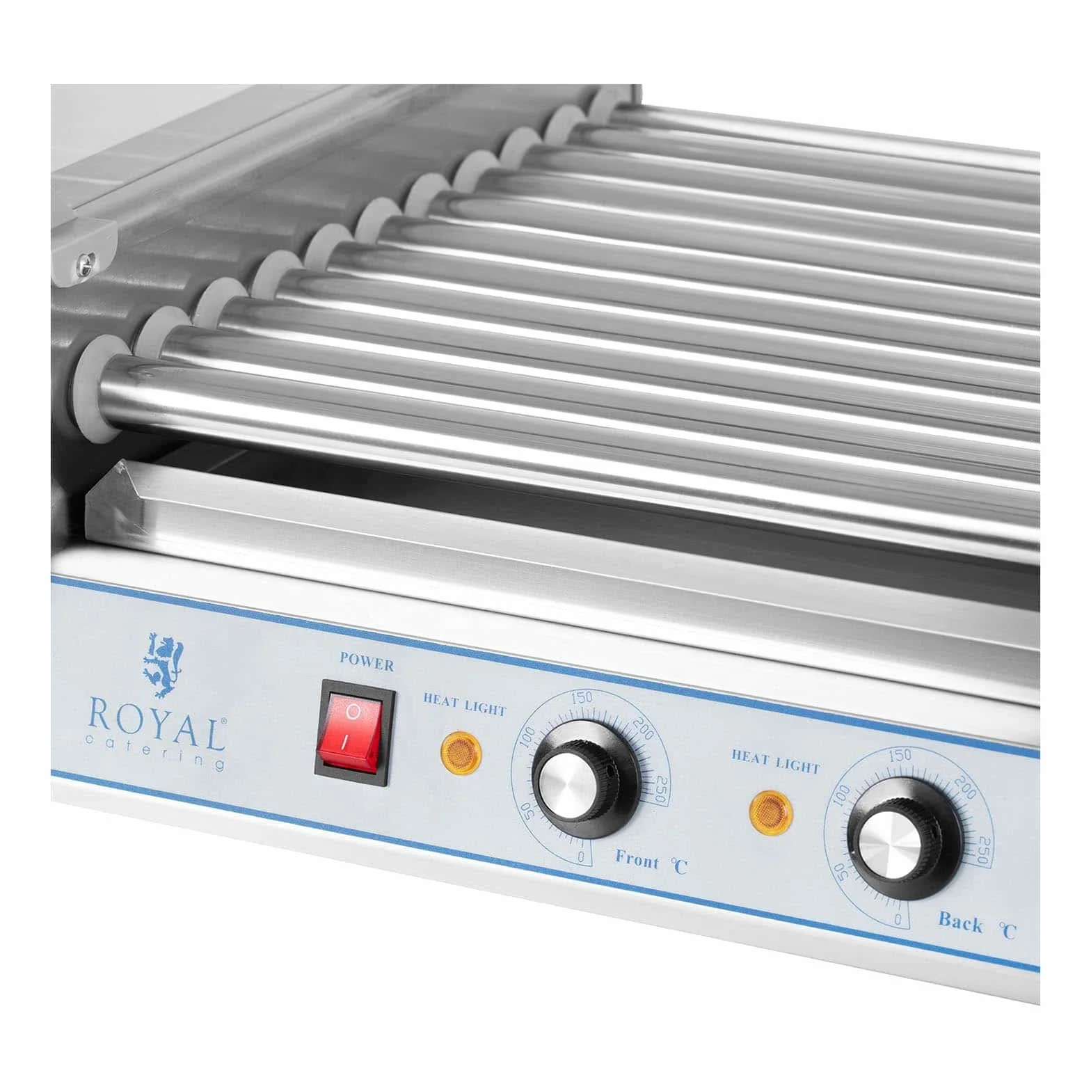Royal Catering RCHG-11E Asador de perritos calientes 11 Rodillos 1850W 230 V Acero inox