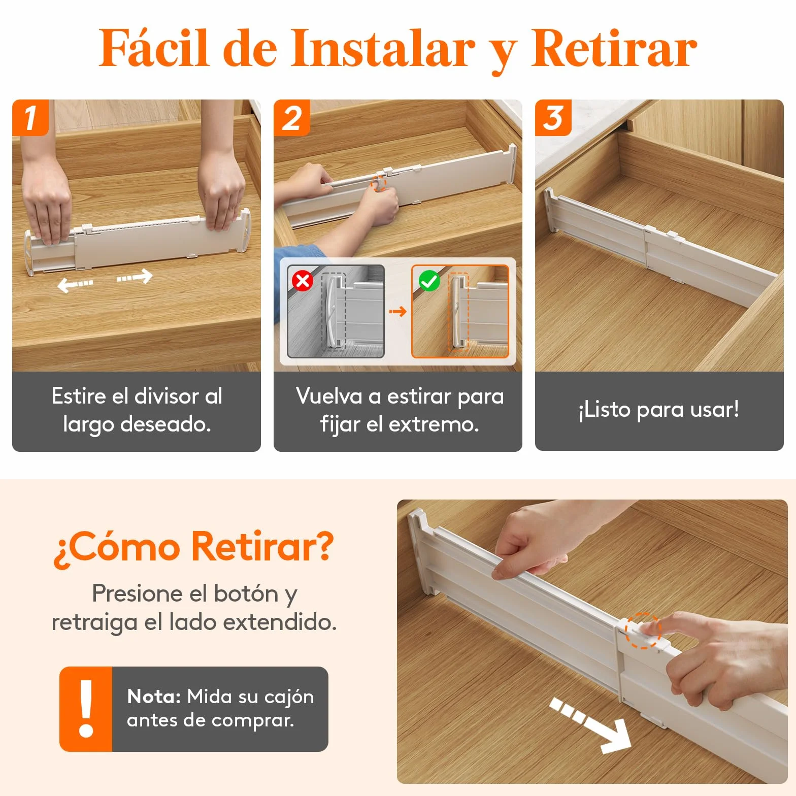 Lifewit Separadores de Cajones para Altura 10 cm, Ancho 35-55cm Divisores Ajustables para Armarios de Ropa, Organizador Plastico para Vestidores, Cocina, Baño, Tocadores y Escritorios, Juego de 4