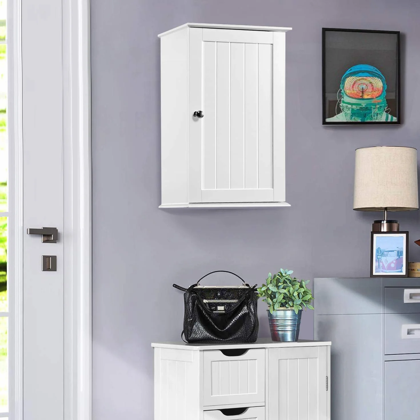 Yaheetech Armario Baño Pared Tres Niveles 35x21x55cm Blanco