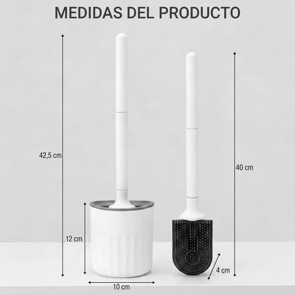 edihome, Escobilla Baño Silicona con Escobillero WC de Secado Rápido, Cepillo Inodoro Flexible Antigoteo, Escobilla WC con Soporte para Suelo o Pared sin Taladro