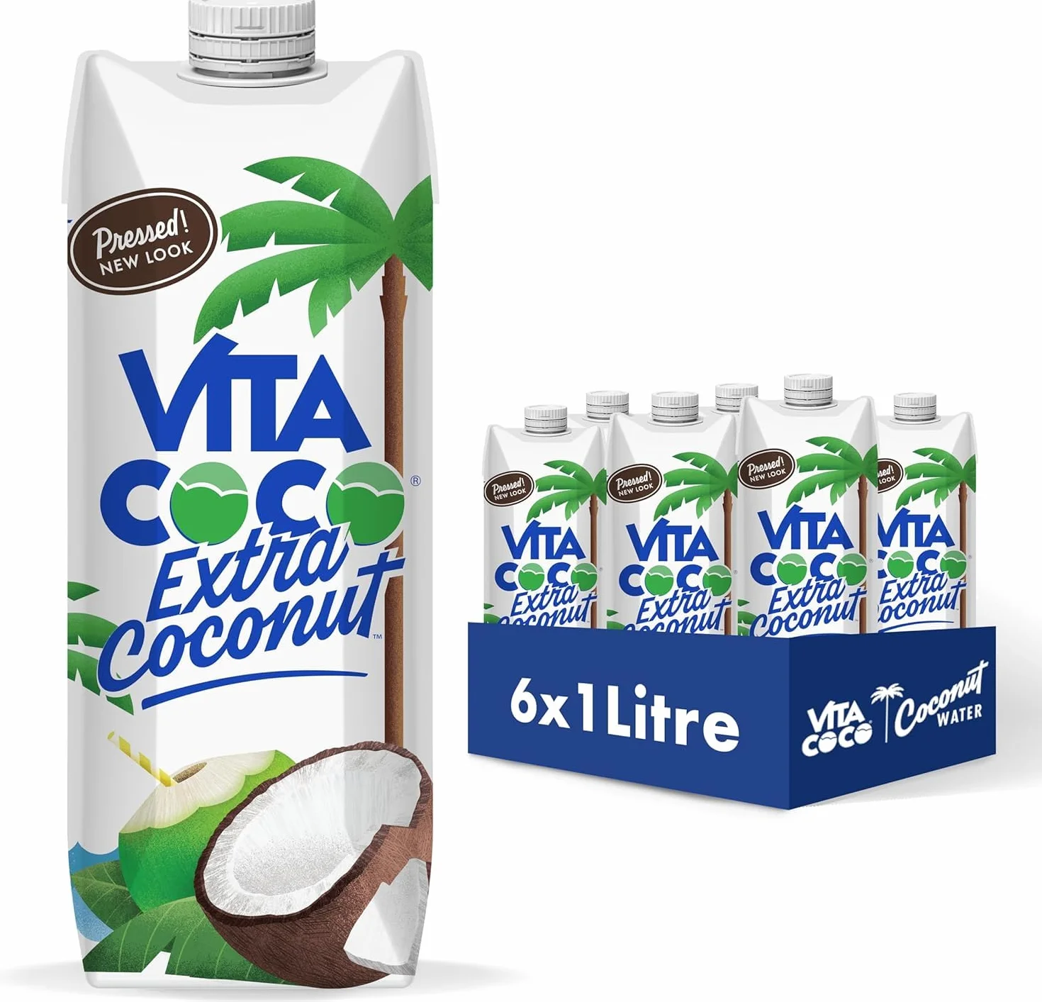 Vita Coco Agua De Coco Prensada 1L x 6 Hidratante Natural Sin Gluten
