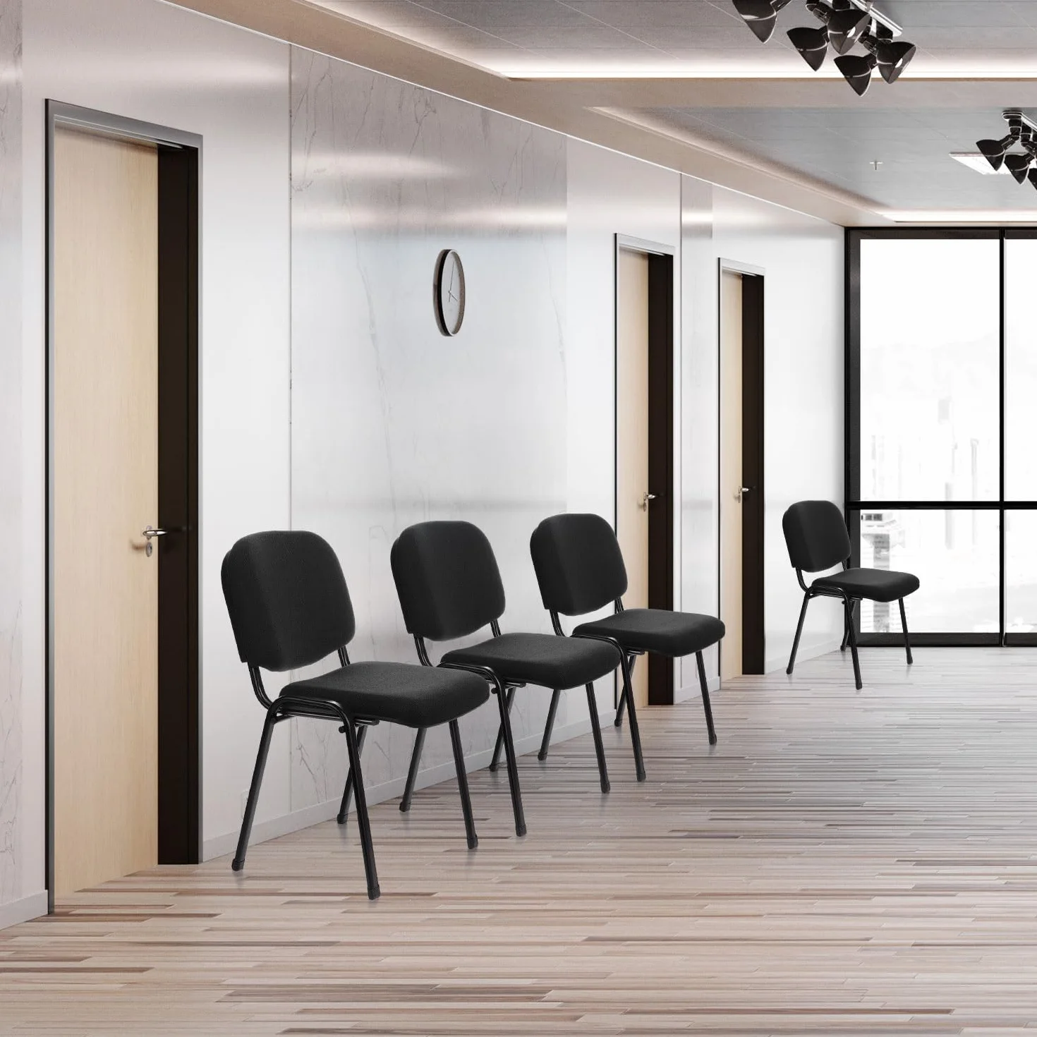 hjh OFFICE 704000 Silla de confidente XT 600 Tela Negro, Silla visitante, tapizadas, Respaldo ergonómica, Apilable