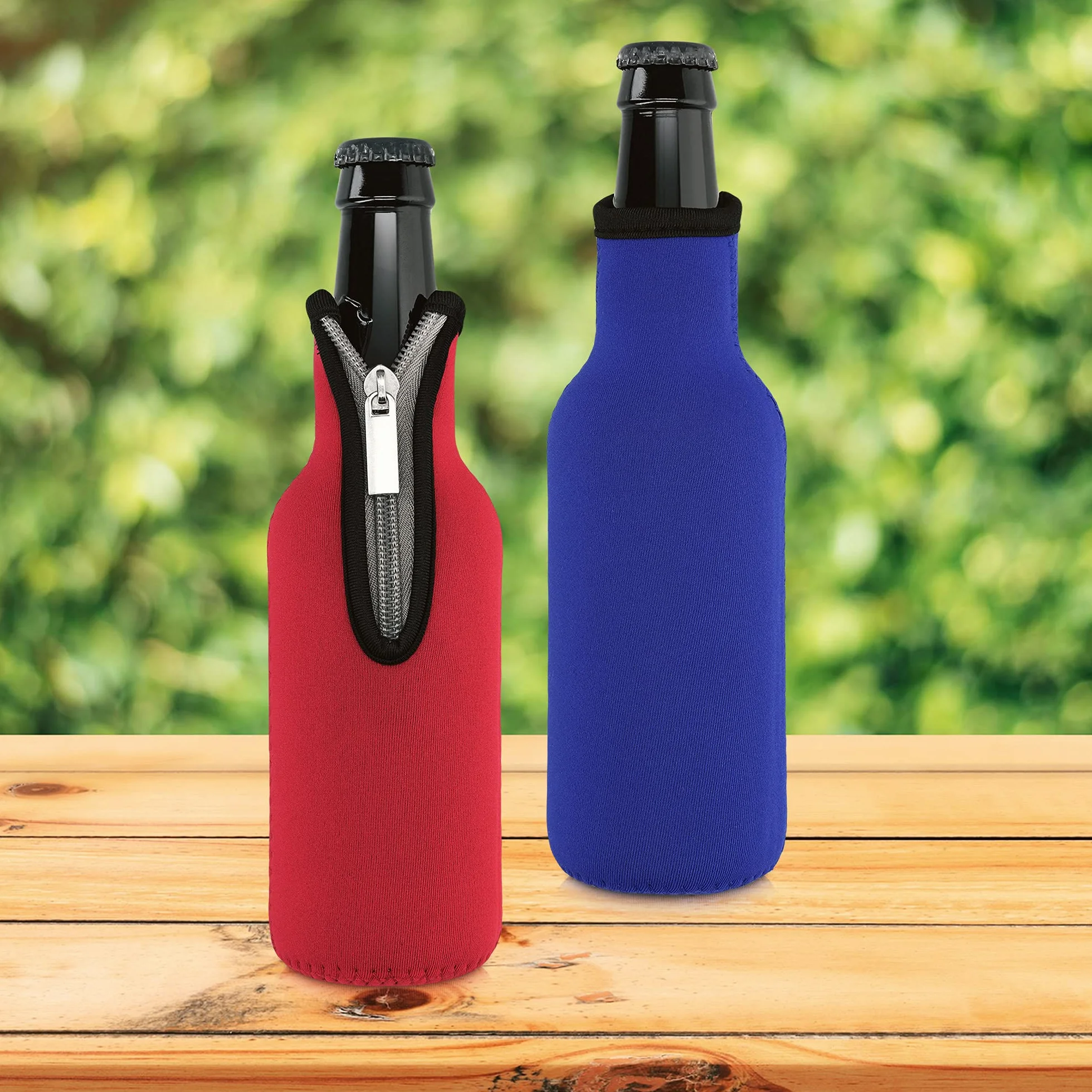 kwmobile Set de 2 Fundas enfriadoras de Botellas - para Botella de 330ml - Mantén tu Botella fría - En Azul/Rojo