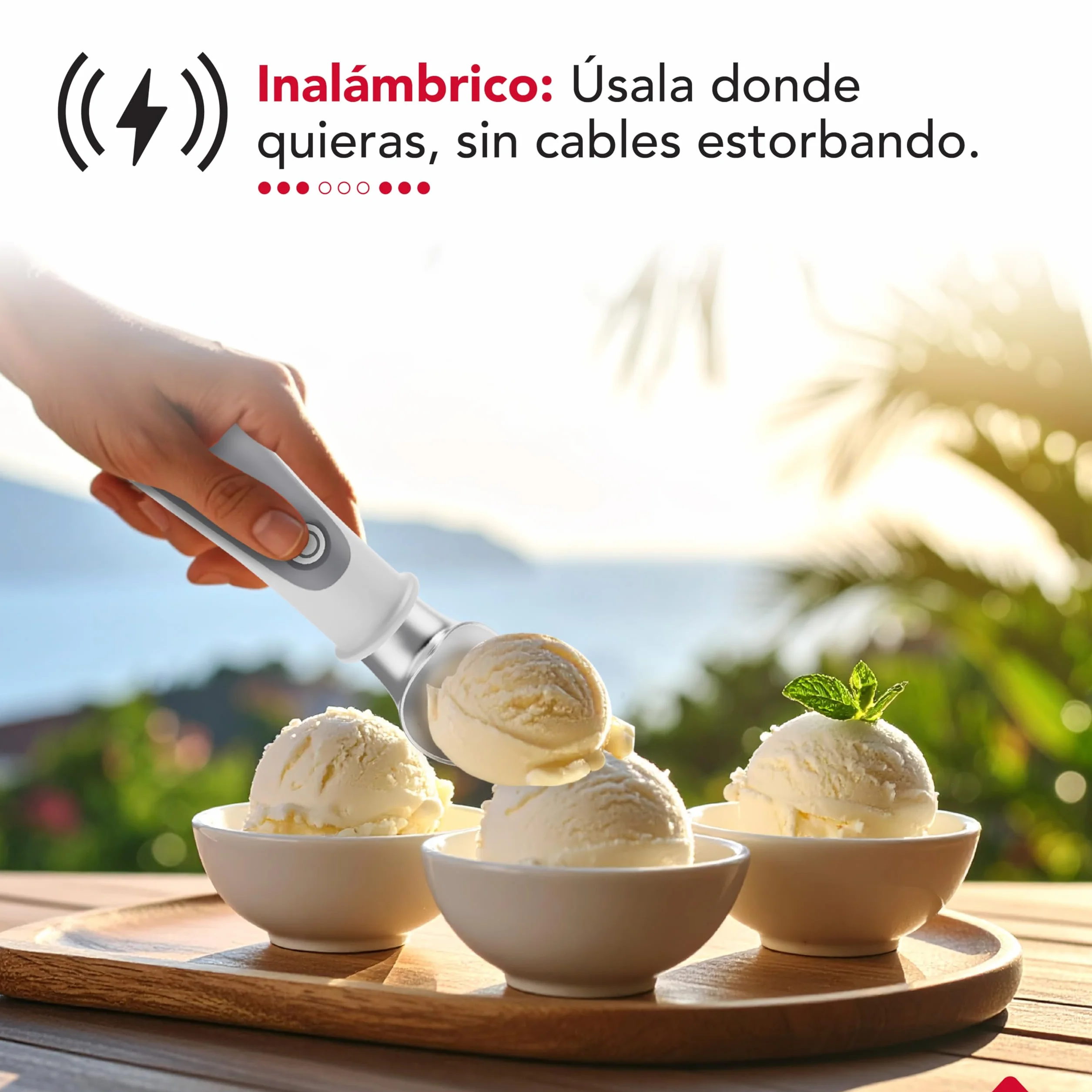 Thörben Cuchara de Helados Eléctrica Calentada USB-C, Doble Nivel de Calor 45°C y 60°C, Material Grado Alimenticio