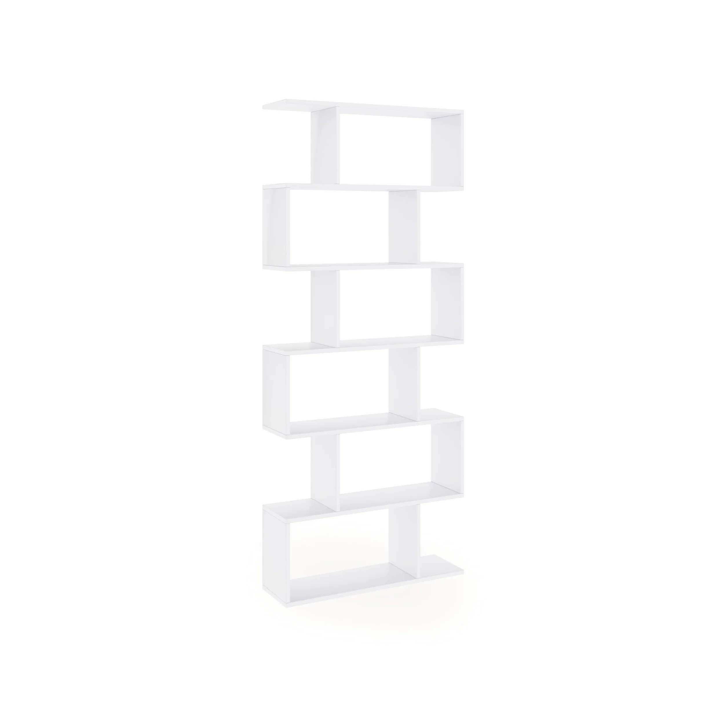 duehome | Estantería Salon, Libreria, Separador Ambientes, Modelo Zoe High, Color Blanco Brillo, Medidas: 80 cm (Ancho) x 192 cm (Alto) x 24 cm (Fondo)