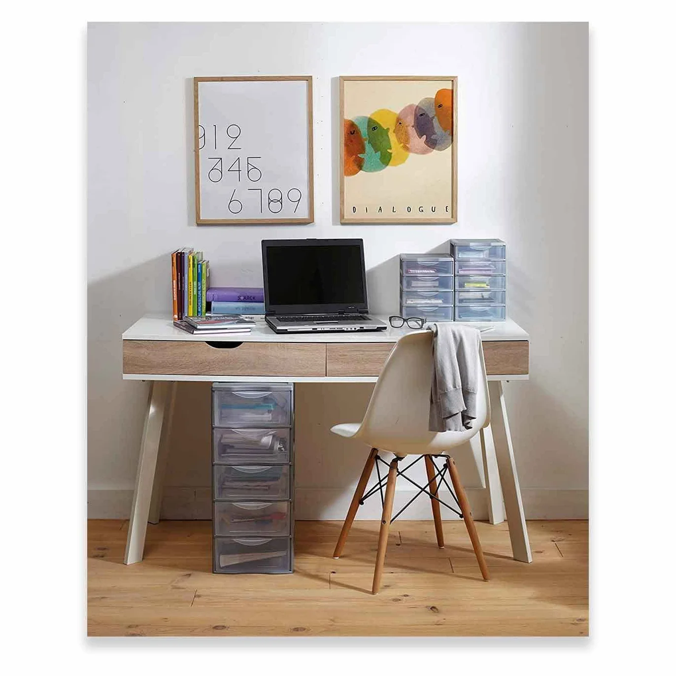 AC - Cajonera de Almacenamiento Sobremesa con 4 cajones, Torre de Almacenamiento Multiusos para Oficina, hogar, Escuela - 35 x 27 x 35,5 cm - Color Negro - Modelo Aleatorio