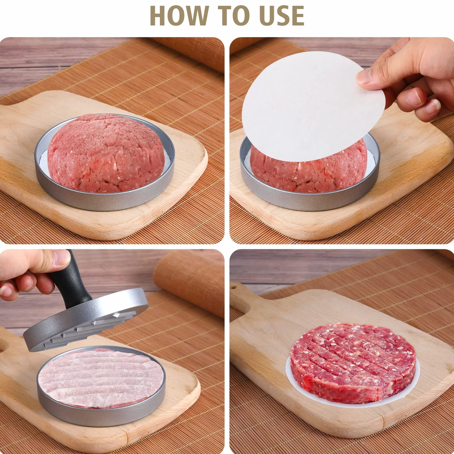 Burger Press 100 Carta Oleata Antiaderente per Carne Patty Hamburger Maker 1/4 lb 1/3 lb
