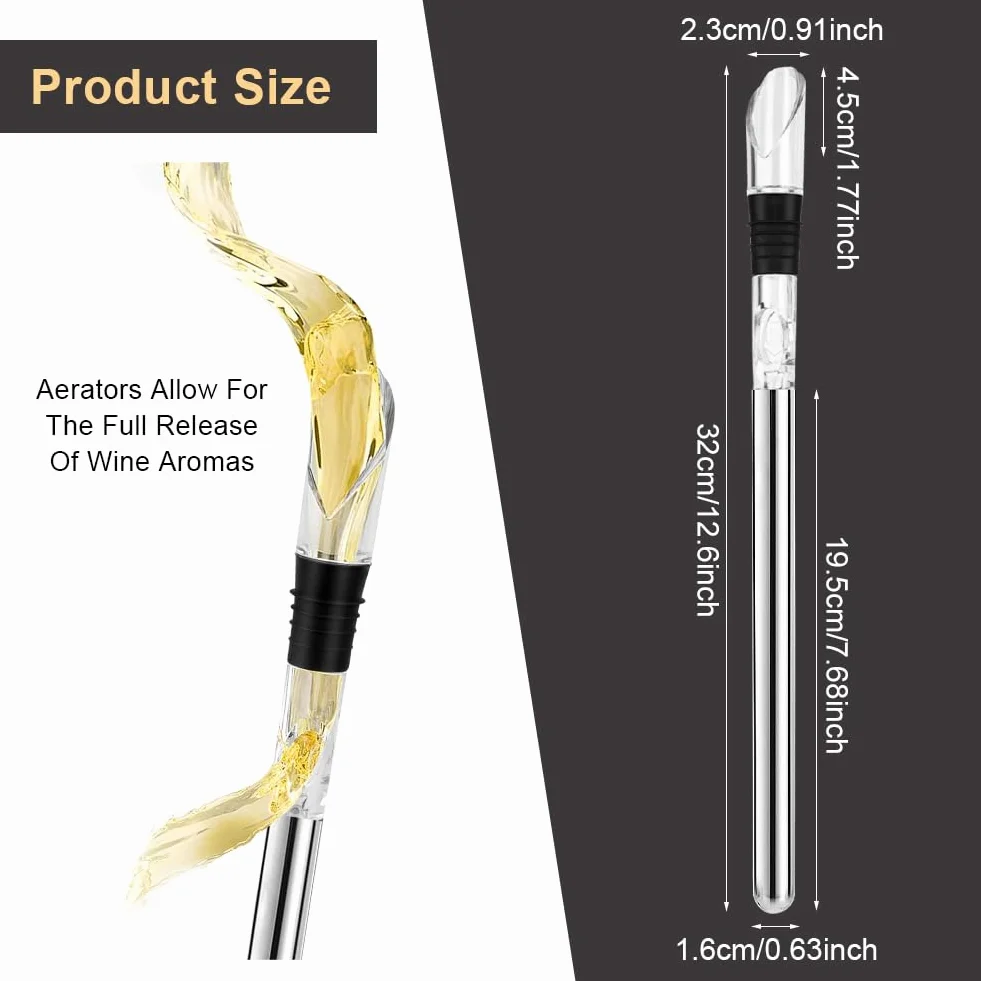 HOTUT Enfriador de Vino con Varilla de Enfriamiento, 2PCS Acero Inoxidable Antigoteo