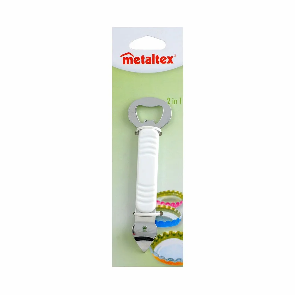 Metaltex Descapsulador con pinchabotes, Blanco, 15x5x2cm