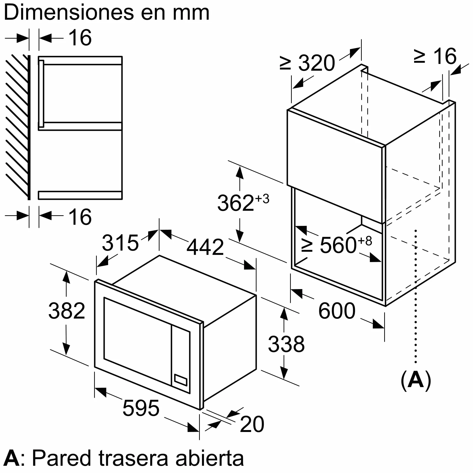 Bosch - Microondas Integrable, 60 cm, 8 programas automáticos, Display LED, Acero, BEL623MS3