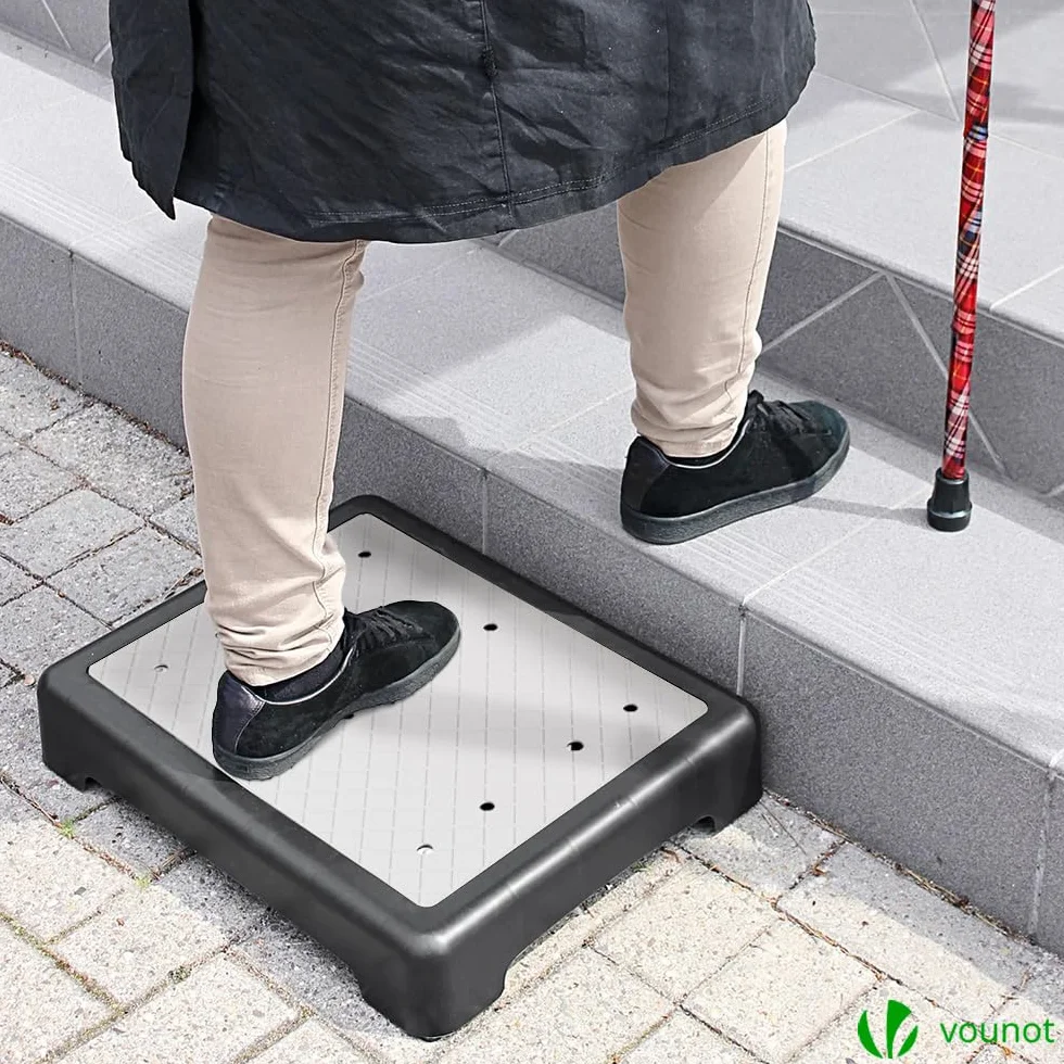VOUNOT Taburete de Medio Paso Antideslizante, Medio Escalón Exterior 1/2 Pieza Plataforma de Seguridad, Ayuda de Movilidad para Adultos Ancianos
