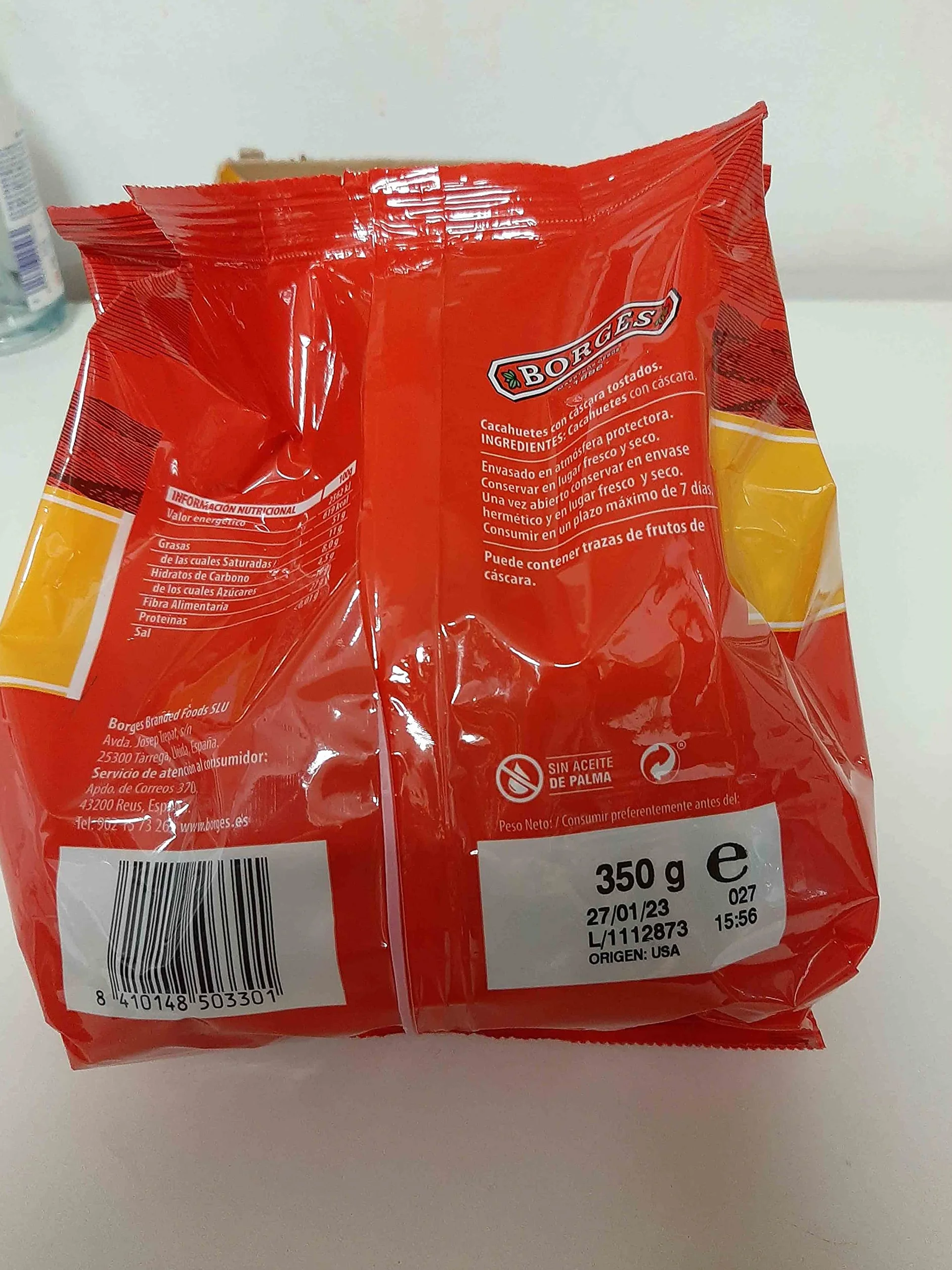 Borges Cacahuete con Cáscara Tostado Frutos Secos sin Gluten Paquete 350 gramos