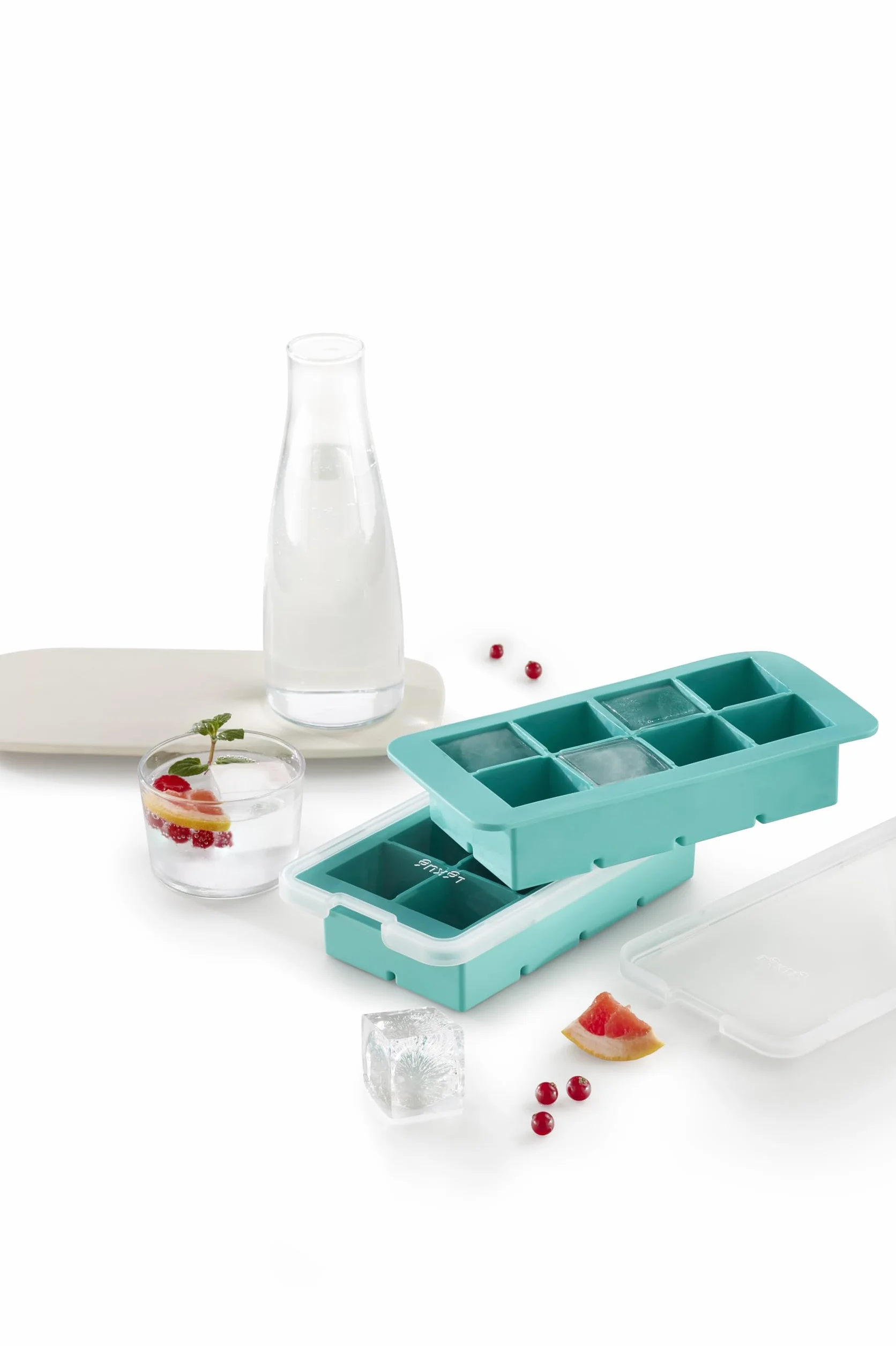Lékué Bandeja de Silicona para Cubitos de Hielo XL Cuadrada
