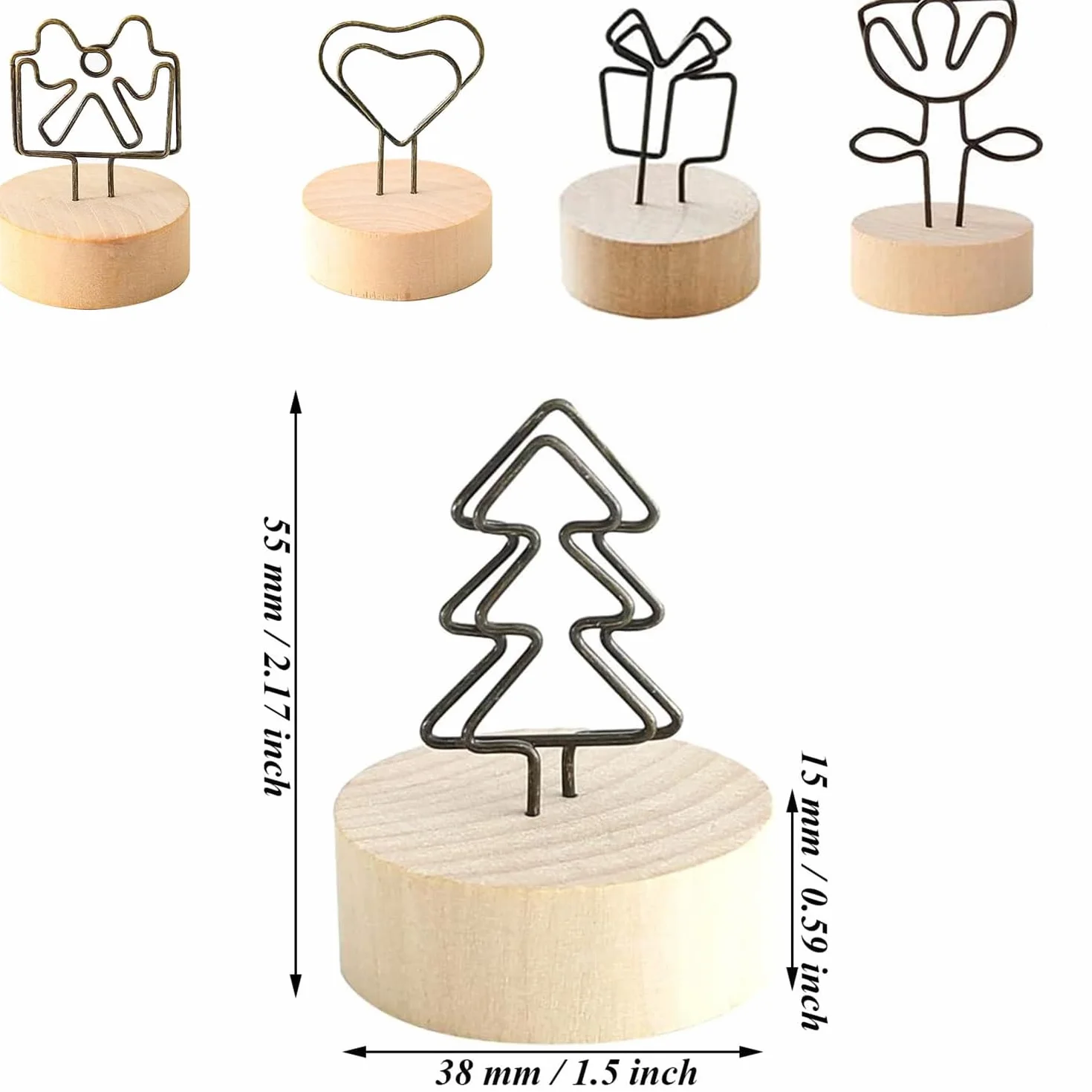 28 Piezas Memo Clip, Clip de Nota Memo, Soporta Tarjetas Madera, Porta Tarjetas de Madera, Soporta Tarjetas Mesa Boda, para Cenas Familiares, Bodas, Oficinas, Decoración de Restaurantes (7 Estilos)