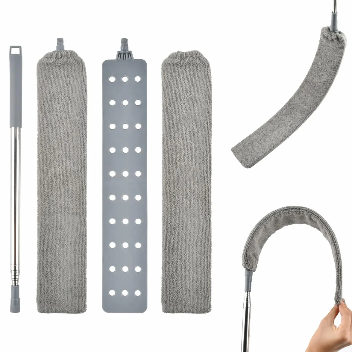 Plumero Telescópico Extensible 2.2m Acero Inoxidable Atrapapolvo Microfibra