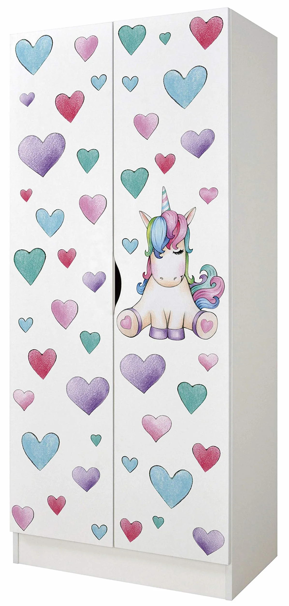 Armario Blanco Roma 2 Puertas MDF 70x42,5x161,5 cm Mueble Dormitorio Unicornio