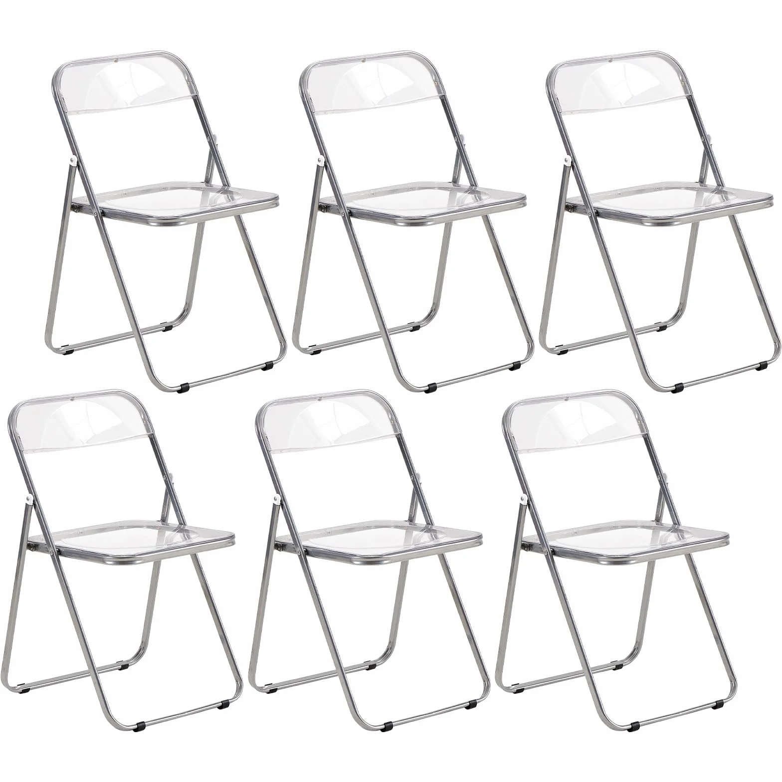EGGREE Juego de 6 Sillas Plegables Transparentes con Capacidad de Carga de 150 kg, Sillas de Comedor Modernas Portátiles de Plástico Transparente para Salón, Oficina y Terraza