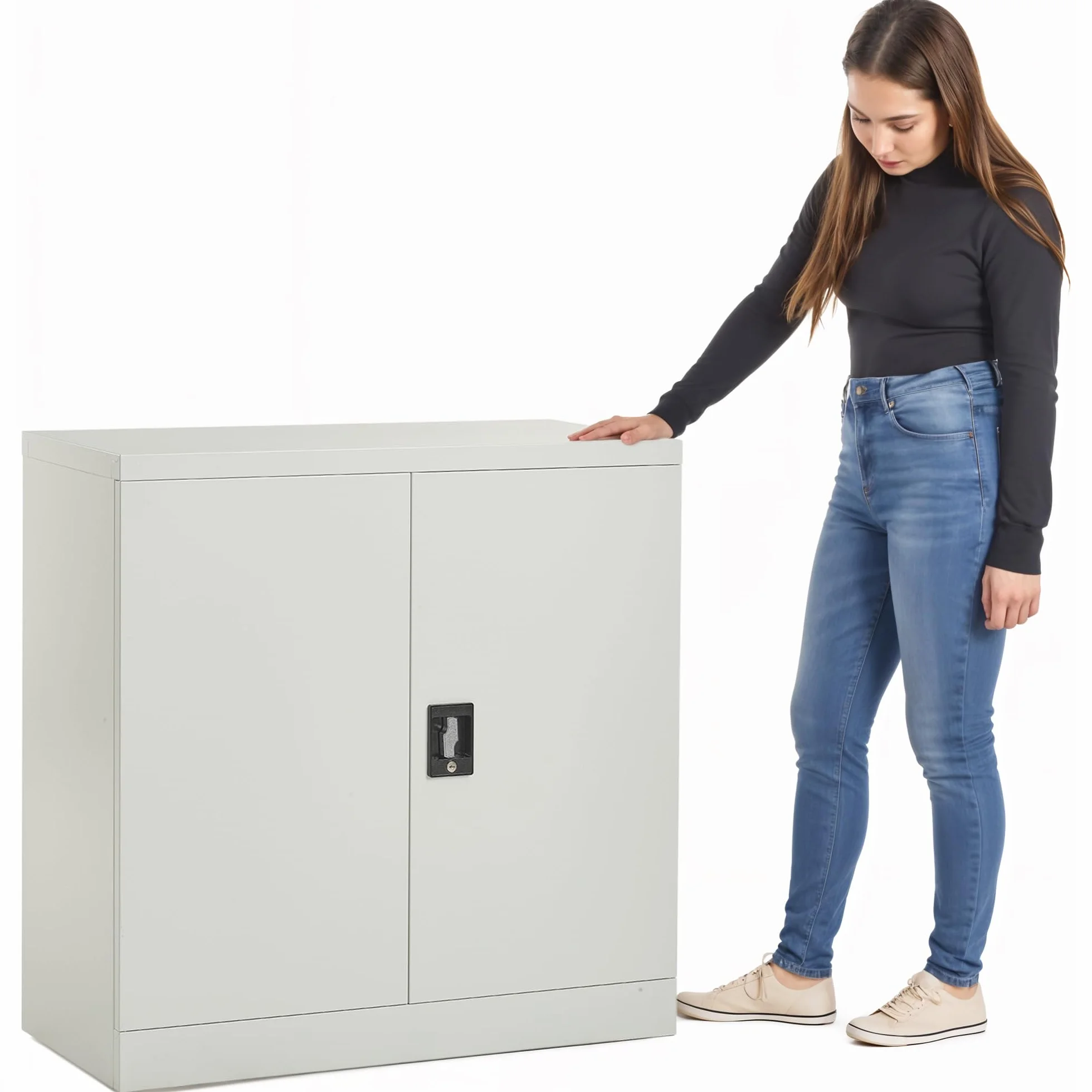 MMT Furniture Designs Armario de Almacenamiento de Oficina de Acero, FC-A9WGrey, Gris, 900 mm de Alto