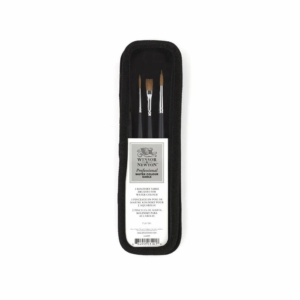 Winsor & Newton Profesional Acuarela Sable cepillo Kit (Pack de 3)