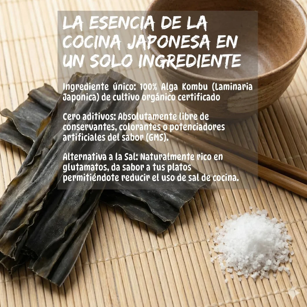 Umami Algas Kombu Japonesas 50g Grado Premium Primera Cosecha Secadas al Sol para Caldo Dashi