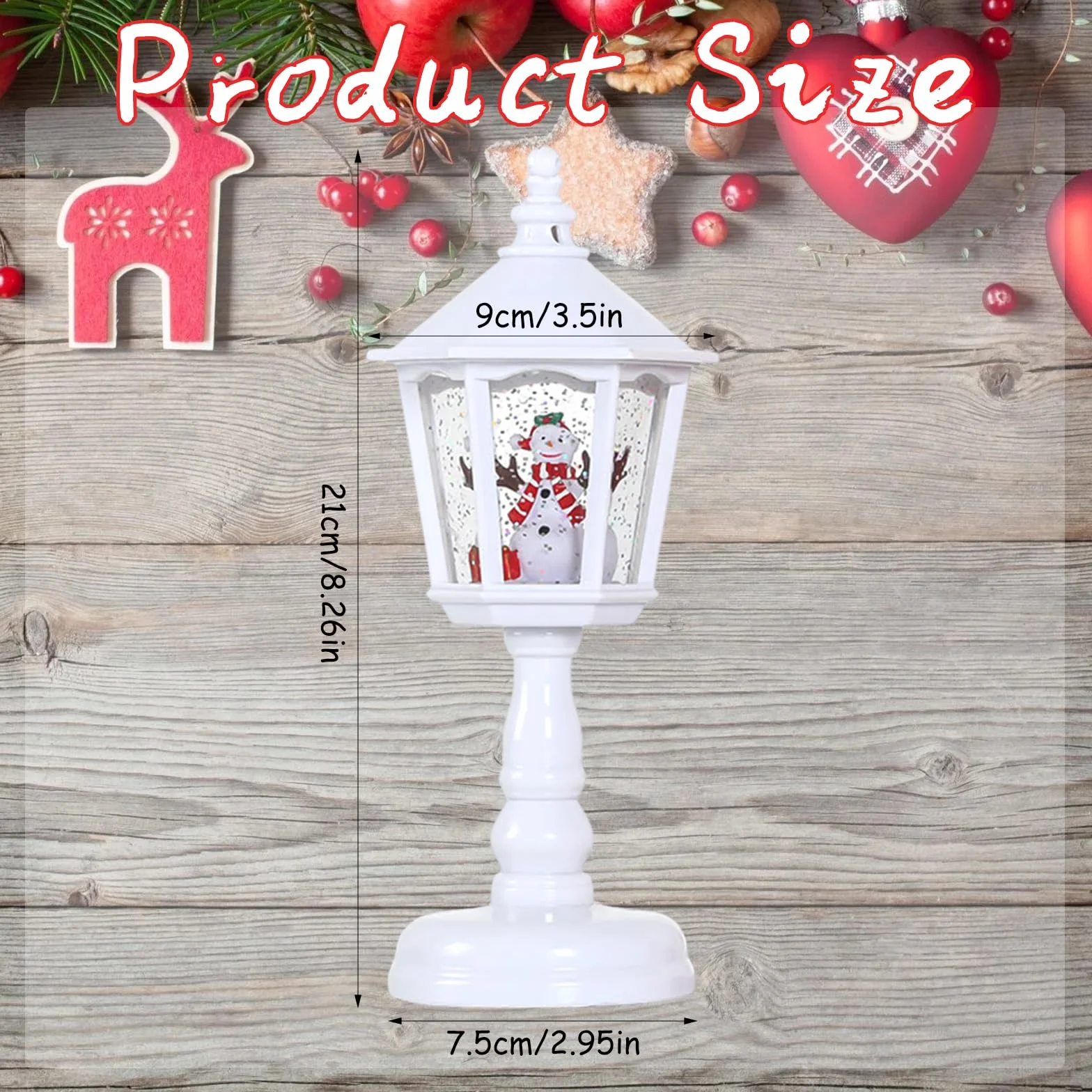 Bola de Nieve Navideña Con Caja de Música y Luz LED Blanca Cálida - Decoración Navideña Funciona Con Pilas