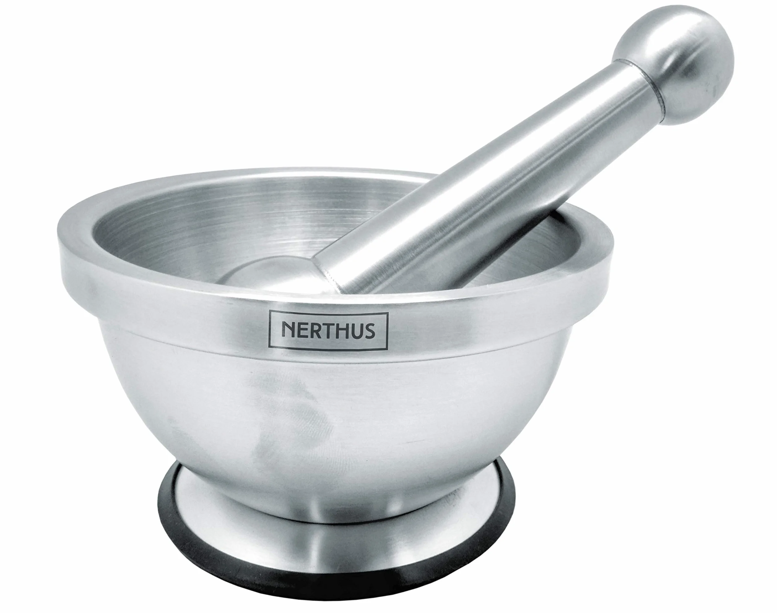 NERTHUS FIH 020 - Mortero de Mano para Especias de Acero Inoxidable, base Antideslizante