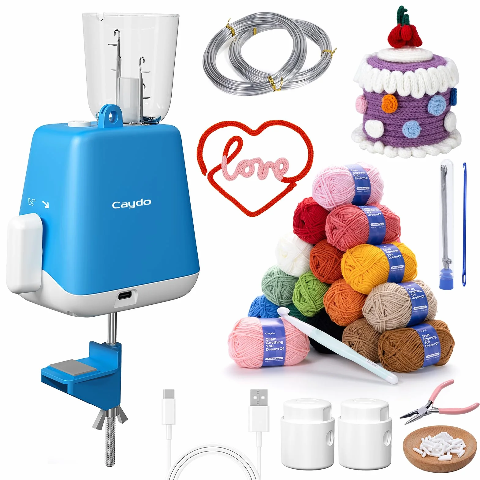 Caydo iCord Maker Kit para principiantes, 92pcs i-Cord Knitting Set para hacer manualidades DIY, tejer rápidamente iCord con i Cord máquina de tejer crear artesanías bonitas, regalo ideal