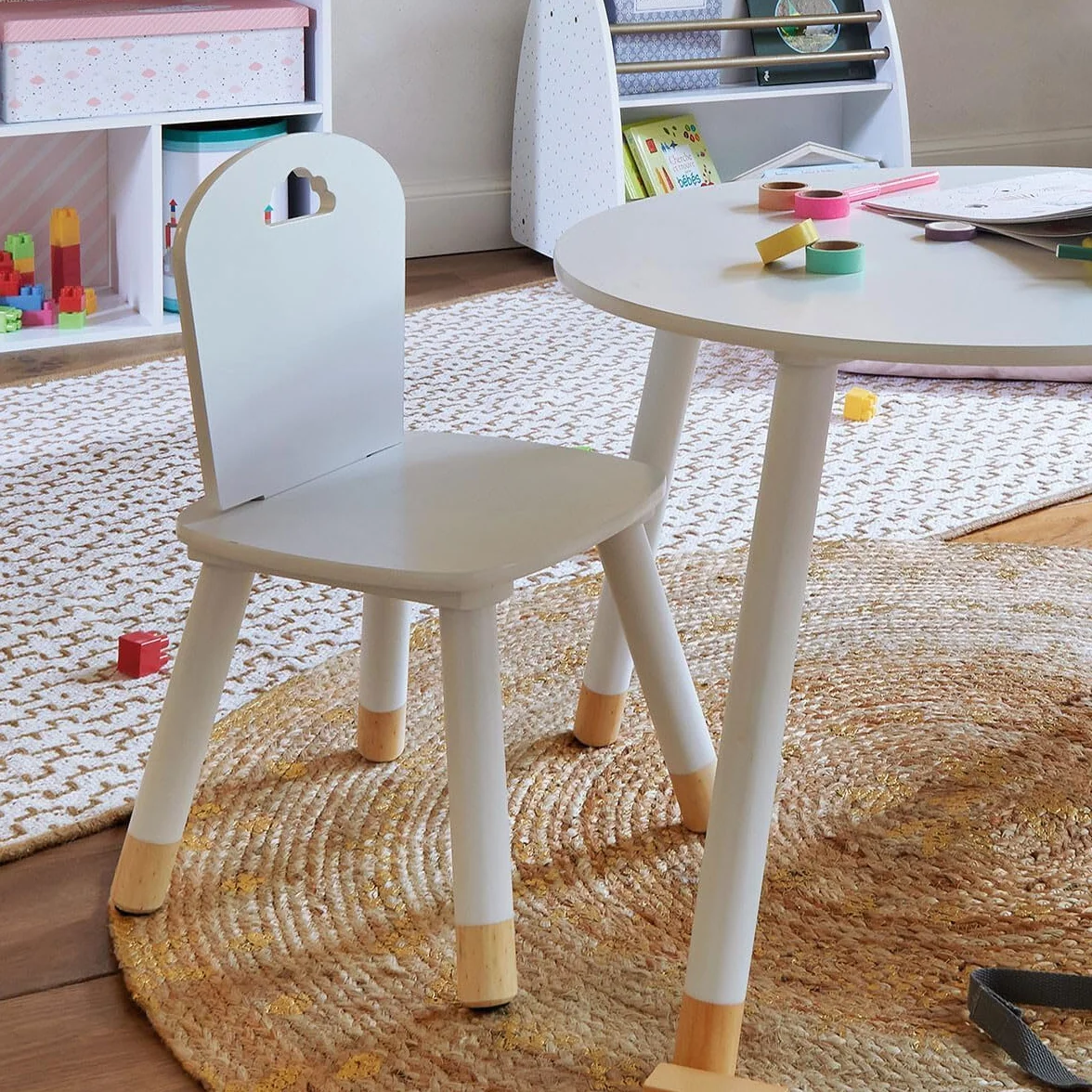 Set de 2 sillas de Madera para niños Blanco y marrón 32x50x32cm