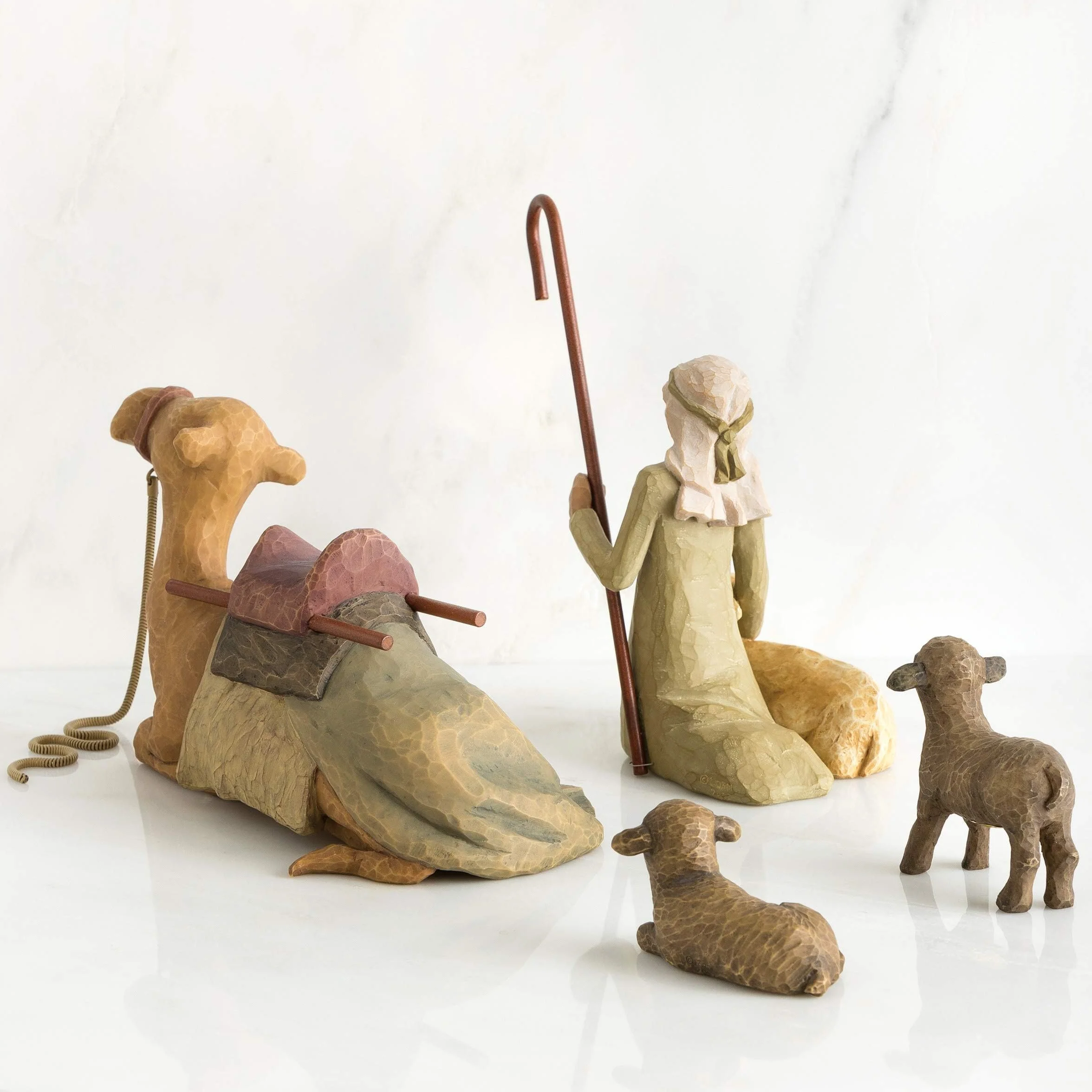 Figura de pastor con ovejas y camello, Willow Tree, Navidad Deco, Enesco