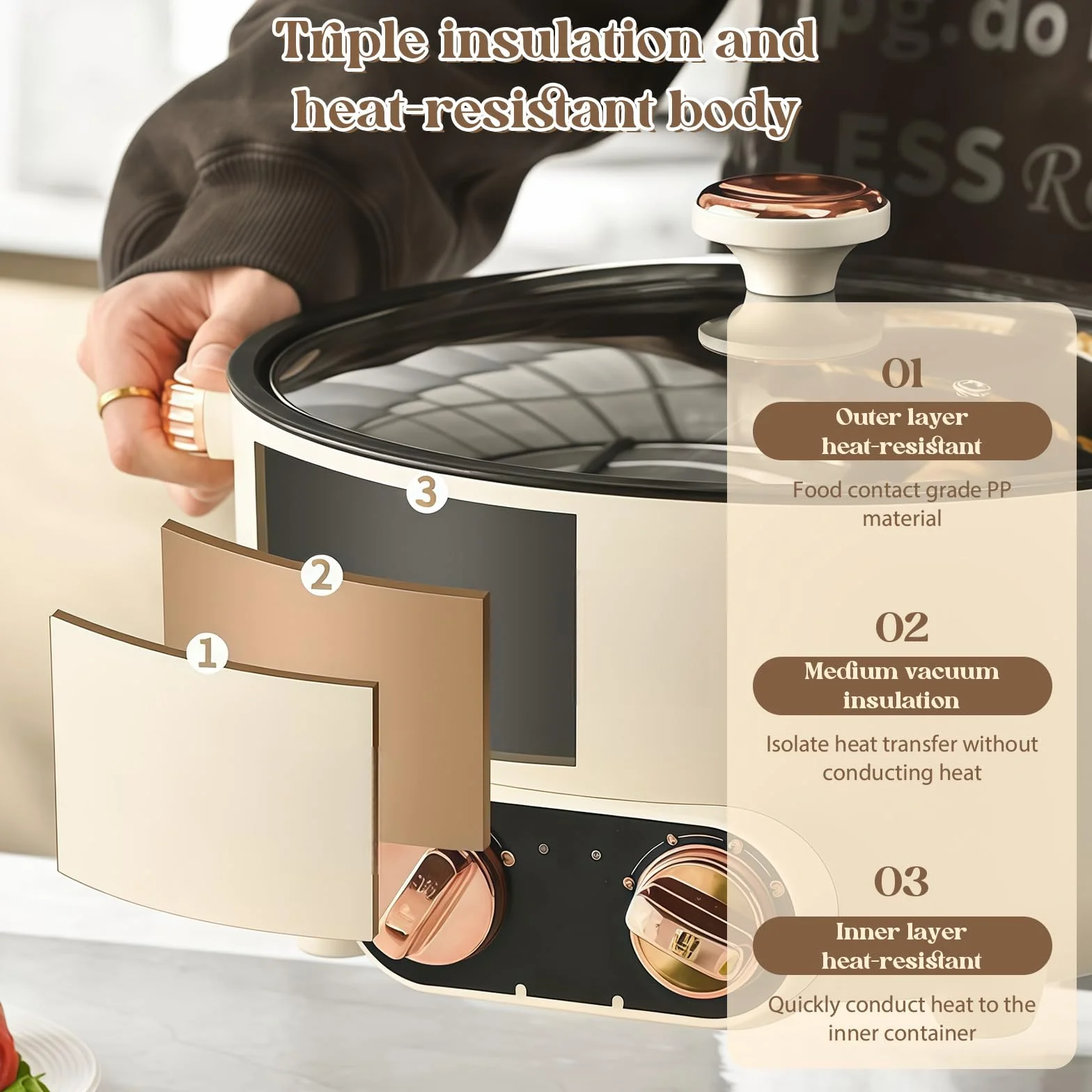 Hot Pot Olla Eléctrica 5.5L 1600W Multifuncional Antiadherente con Doble Botón Rotativo