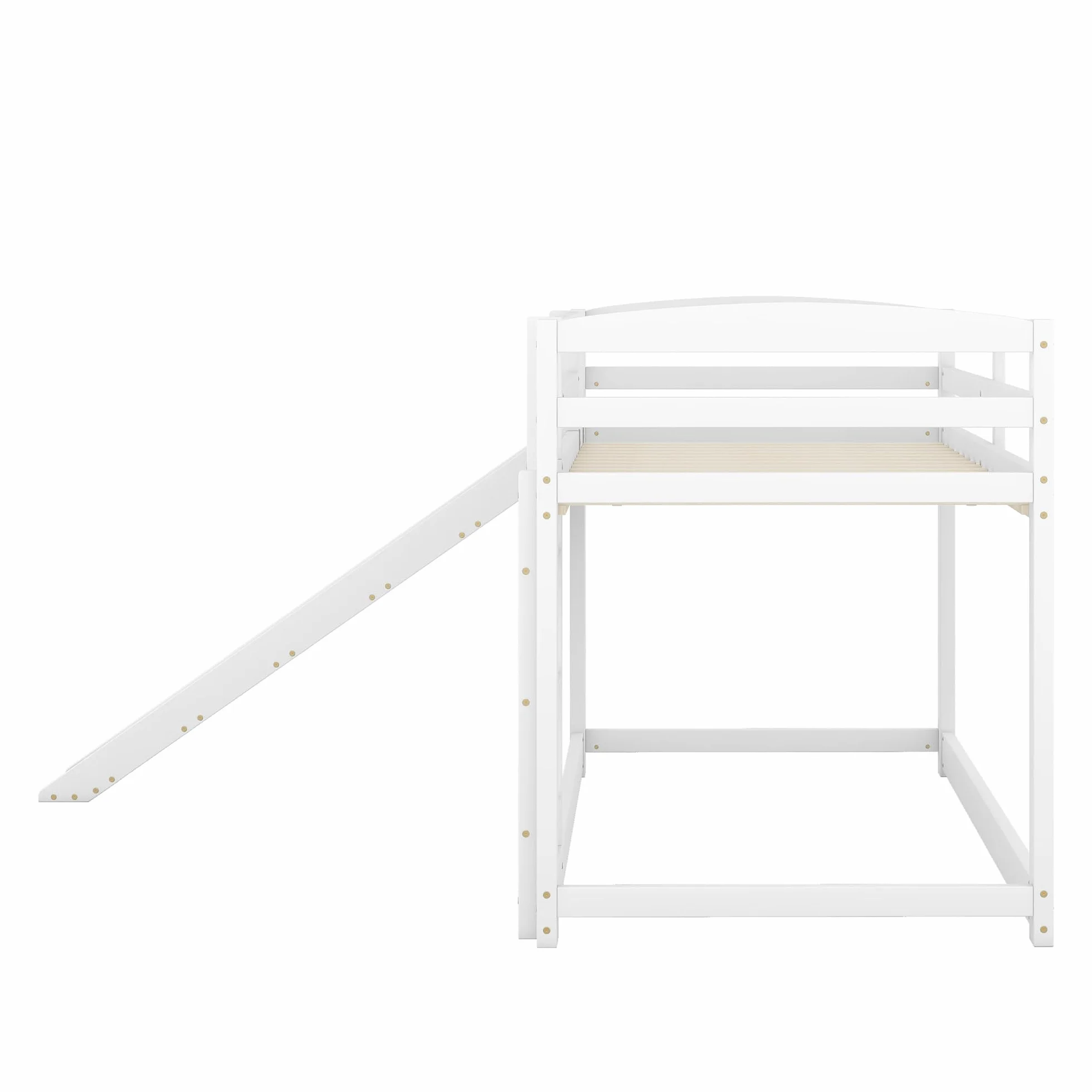 Idemon litera para niños y jóvenes, cama infantil con tobogán, estructura de madera maciza, montaje sencillo, 90x200 cm (blanco)