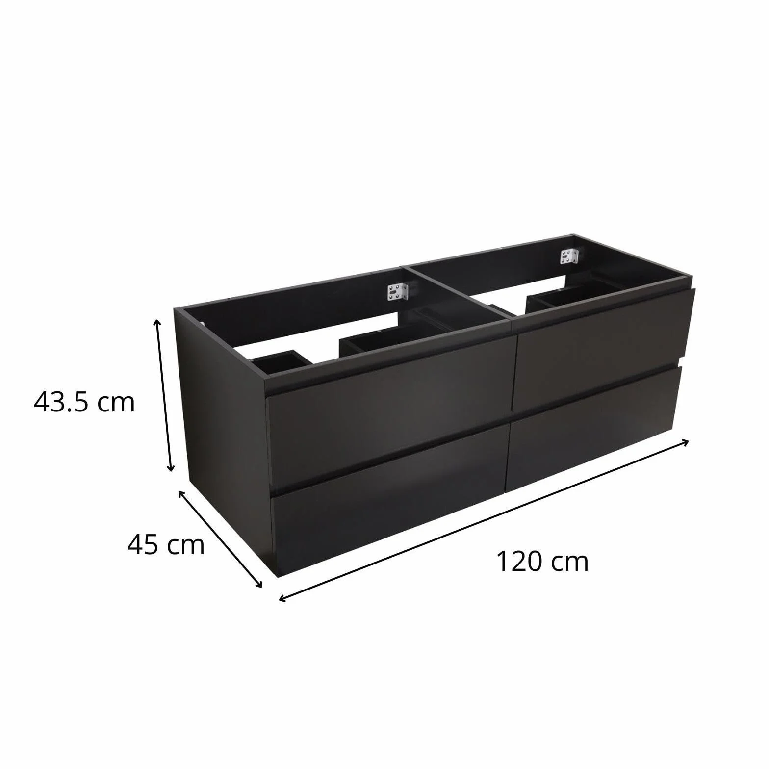 Sorrento - Mueble bajo lavabo (120 cm), color negro