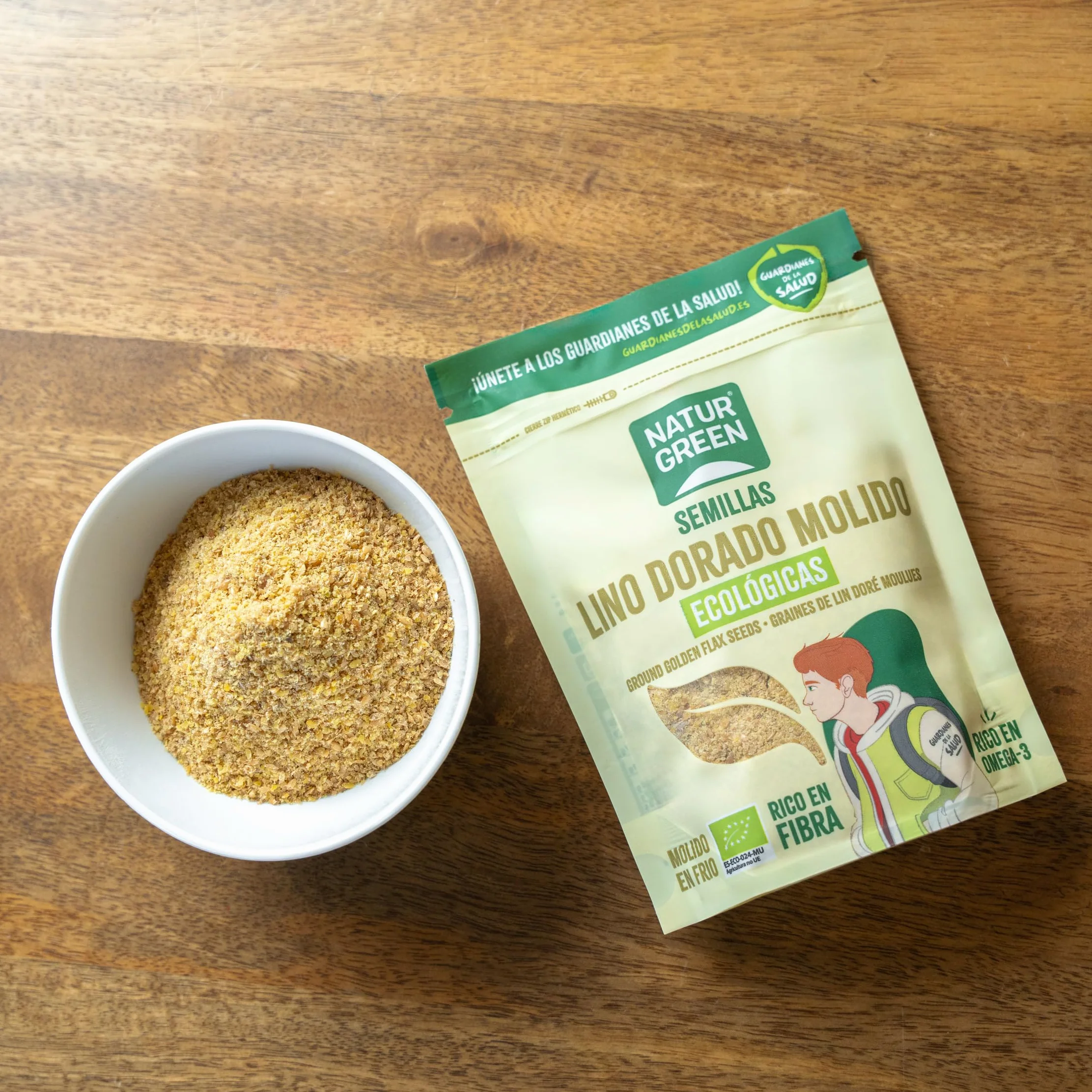 NaturGreen Semillas de Lino Dorado Molido Bio 150g | Alto en Fibra y Proteína | Omega-3 | Sin Azúcares Añadidos | Ecológico