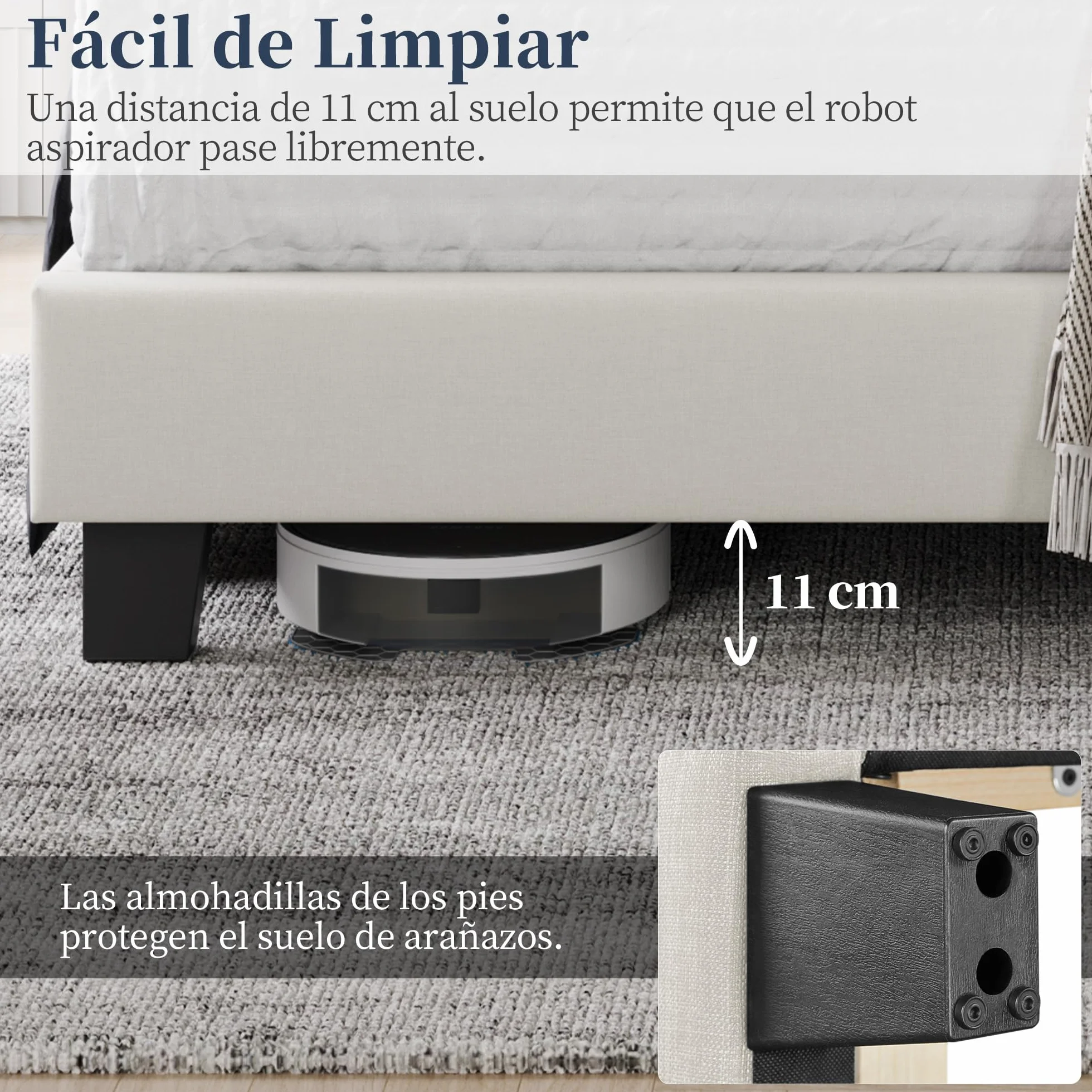 Cama tapizada 160 x 200 cm Cabecero a Rayas con Alas Láminas de Madera y Metal Beige