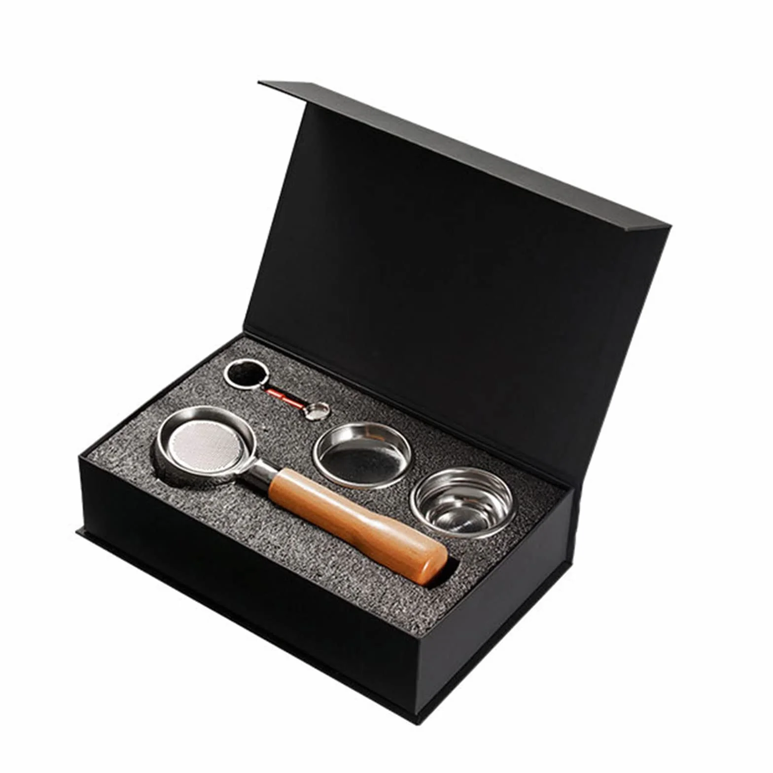 Portafiltro de 58 mm E61 para cafetera con doble oreja, sin fondo, con mango de madera, accesorio de repuesto, mango de café