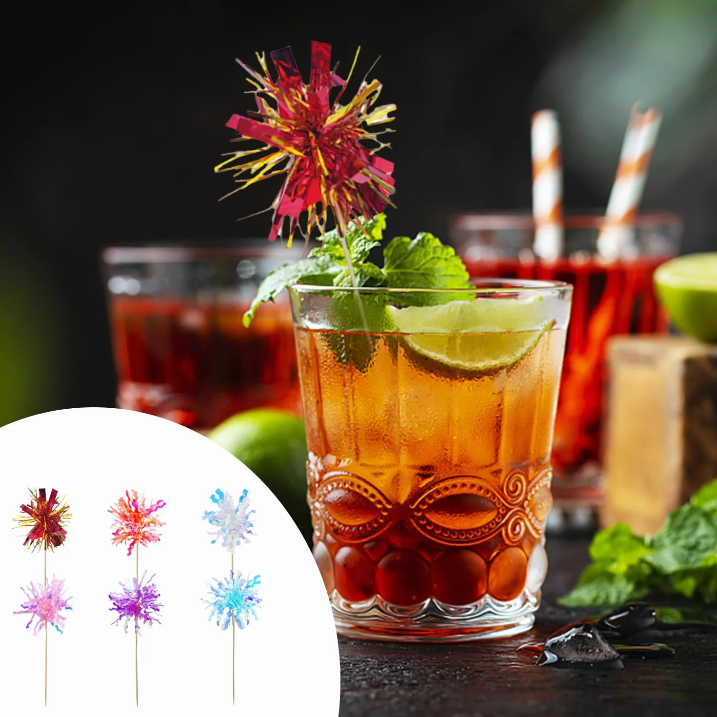 30 Palitos De Cóctel, Decoraciones Para Fiestas, Palos De Fuegos Artificiales, Palitos Para Decorar Pasteles, Palitos De Cóctel