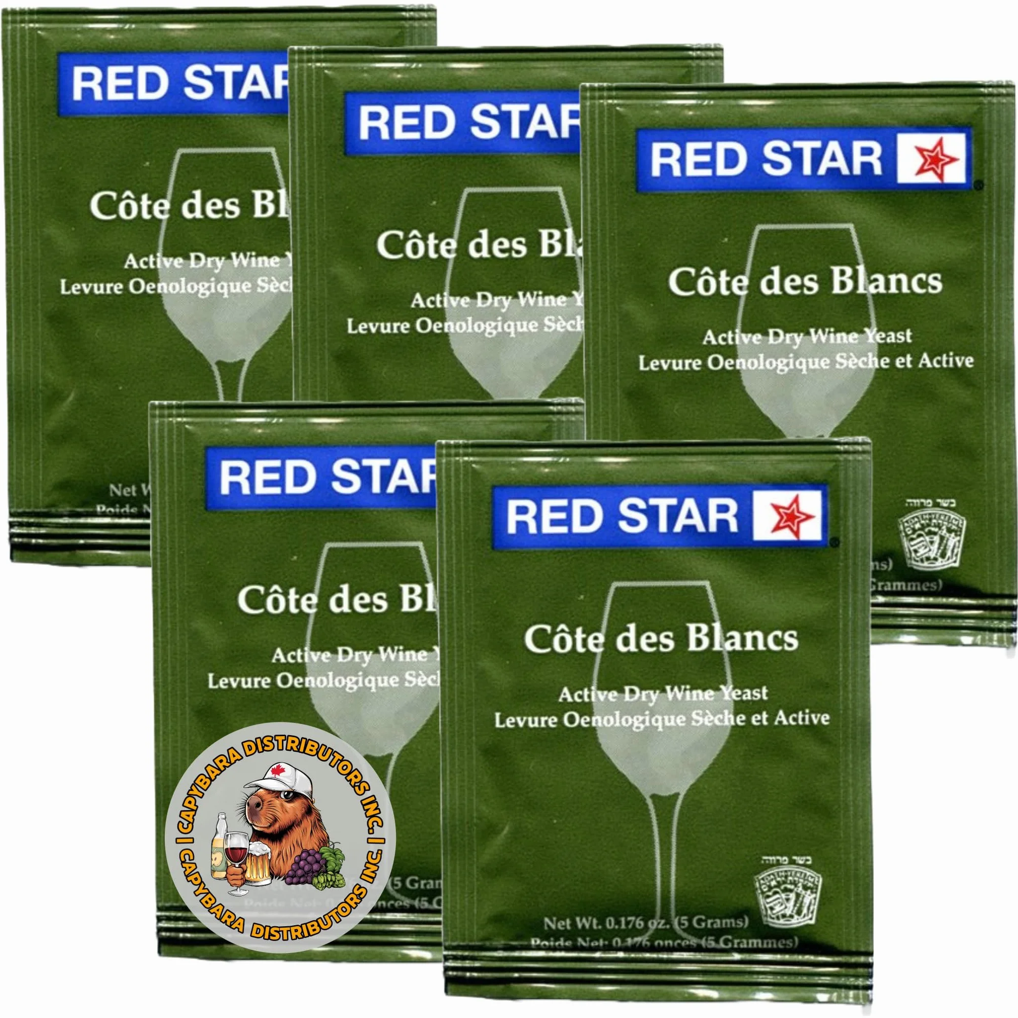 Red Star Levadura de Vino Côte des Blancs (Paquete de 5) - Saccharomyces cerevisiae 5 g para Hacer Vino, Sidra, Hidromiel, Kombucha