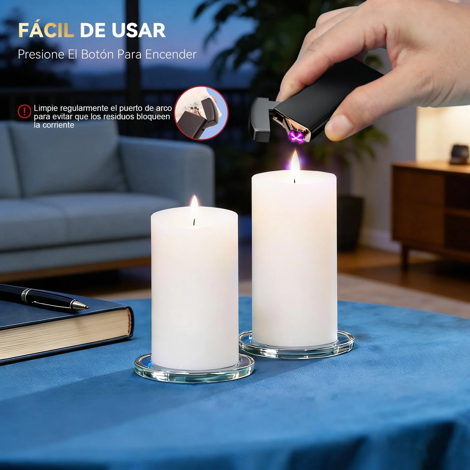 Coquimbo Mechero Electrico Regalo Hombre, USB Recargable Encendedor Electrico Doble Arco y Resistente al Viento para Vela, Estufa, Barbacoa, Camping