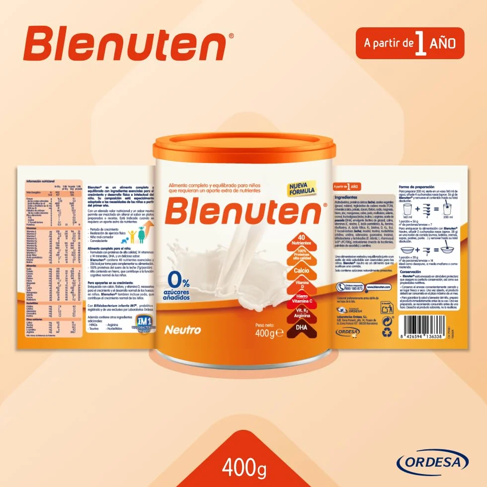 Neutro 0% Azúcar 400g Suplemento Alimenticio Para Niños con Vitaminas y Minerales