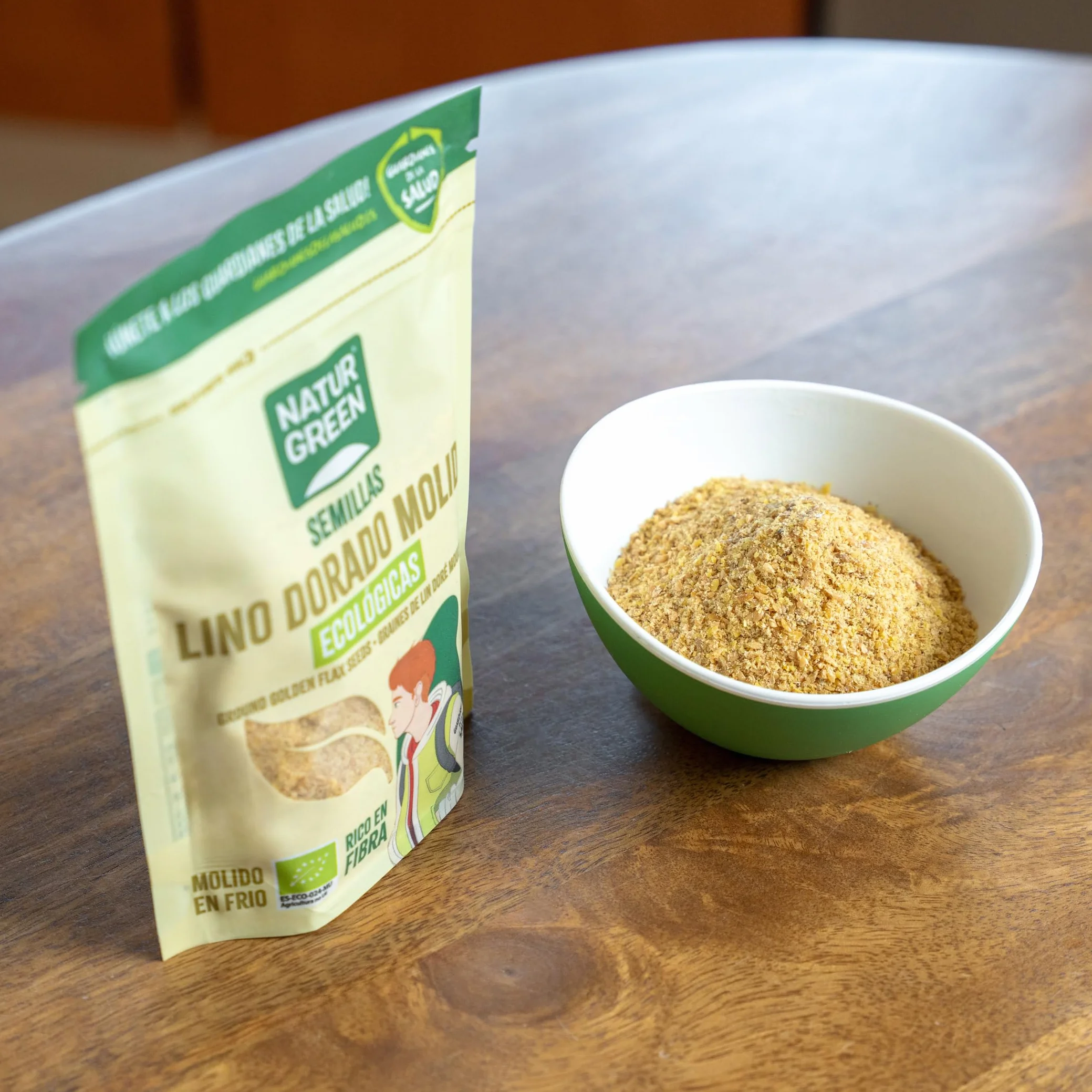 NaturGreen Semillas de Lino Dorado Molido Bio 150g | Alto en Fibra y Proteína | Omega-3 | Sin Azúcares Añadidos | Ecológico