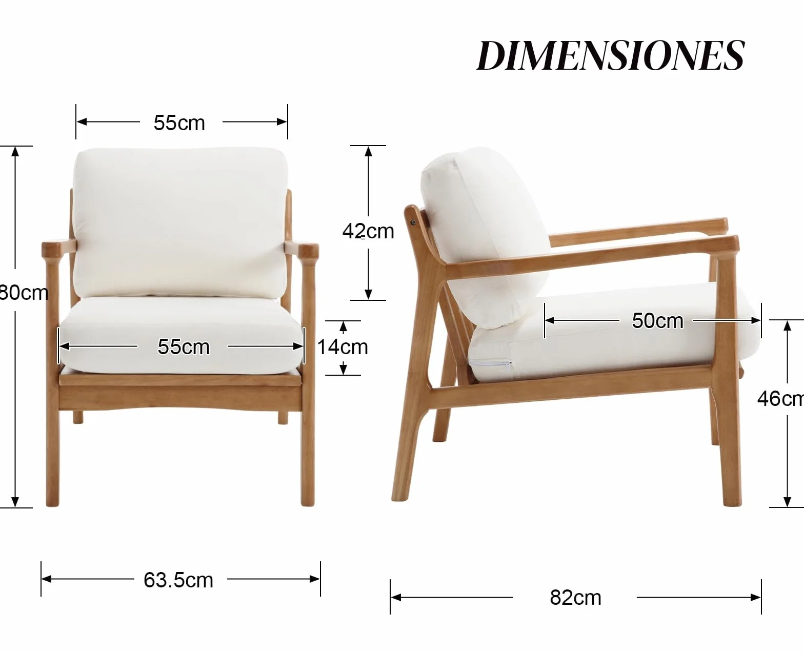 chairus Sillón de Salón en Lino Sillón con Patas de Madera, Butaca Ocio con Asiento y Respaldo Acolchados Butaca Estilo Japonés Minimalista para Salón/Dormitorio, Beige