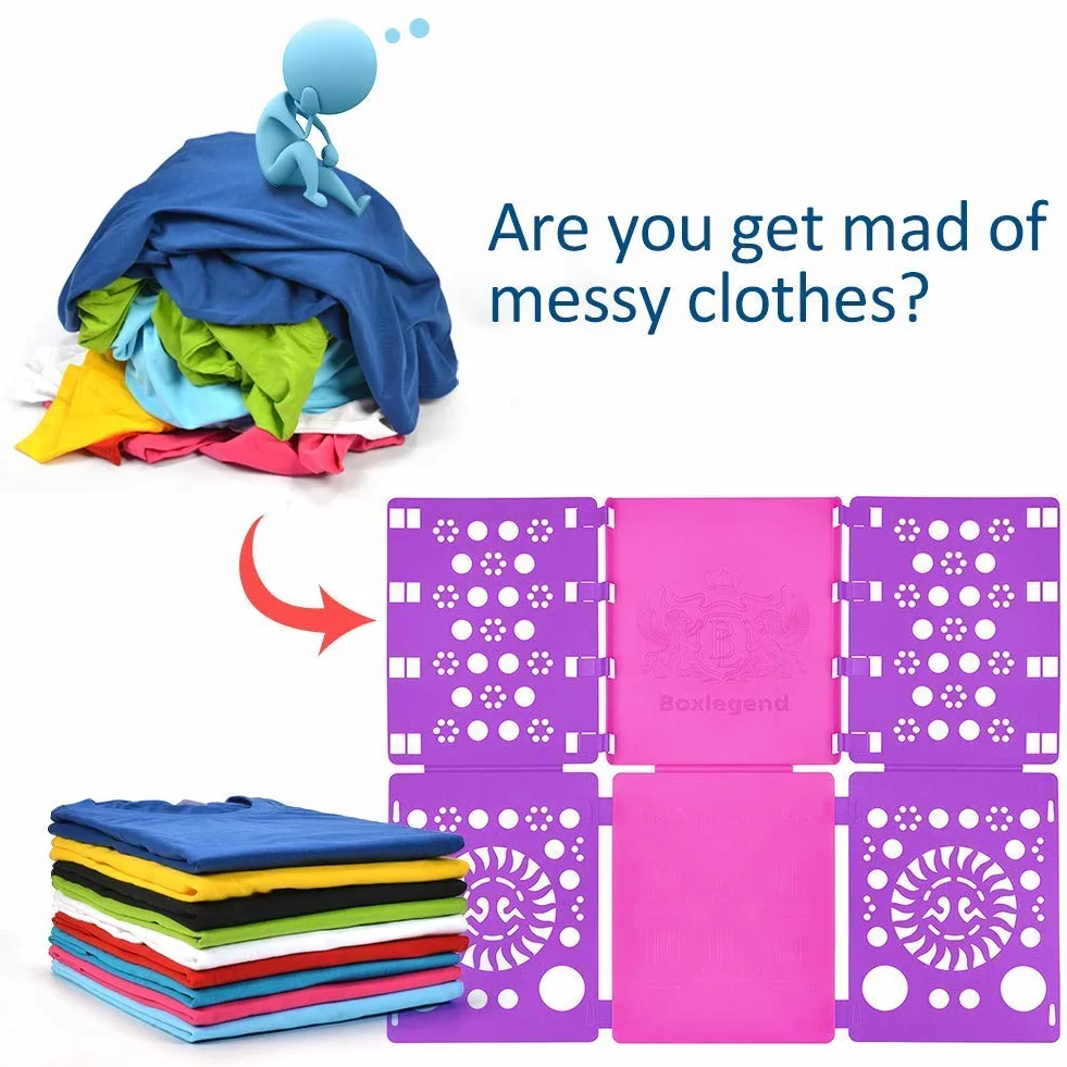 BoxLegend Doblador de Camisetas Tabla para Doblar Ropa Púrpura Rosa