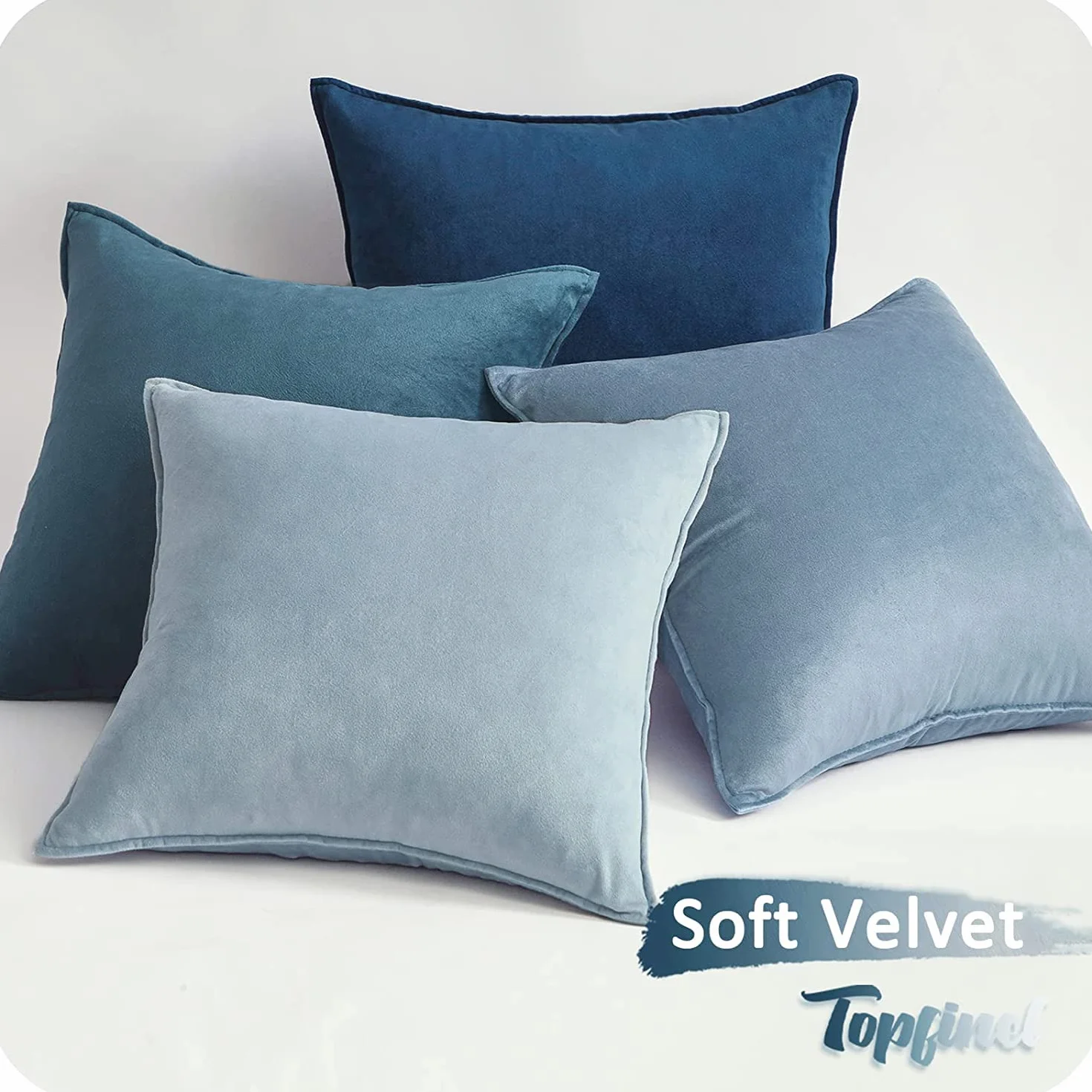 Topfinel Funda Cojin 45x45 Juego de 4 Cojines Azules para Sofa Salon Decoracion Hogar