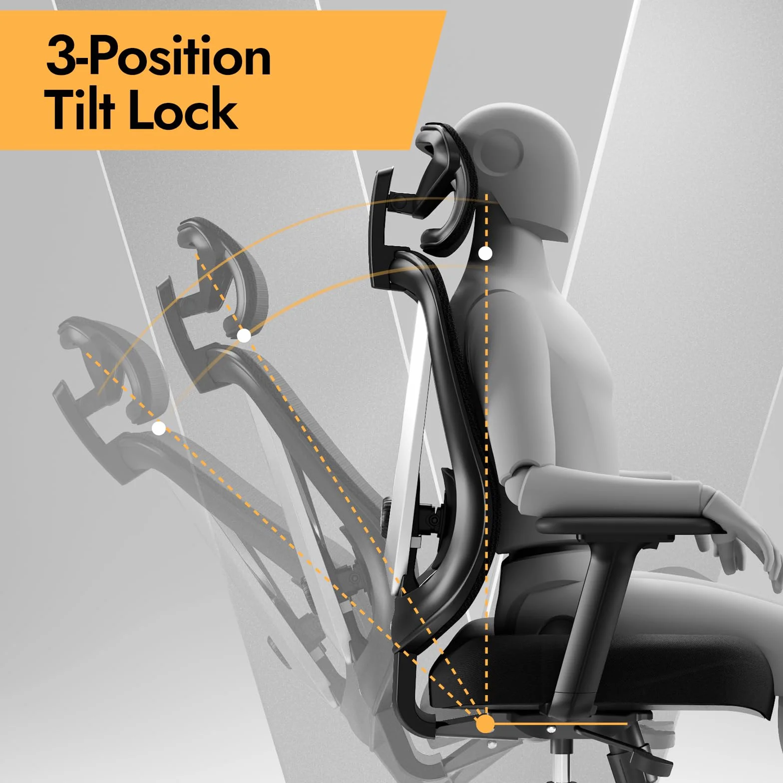 Silla de Oficina Ergonómica HOLLUDLE con Soporte Lumbar 3D y Reposabrazos Ajustables, Negra