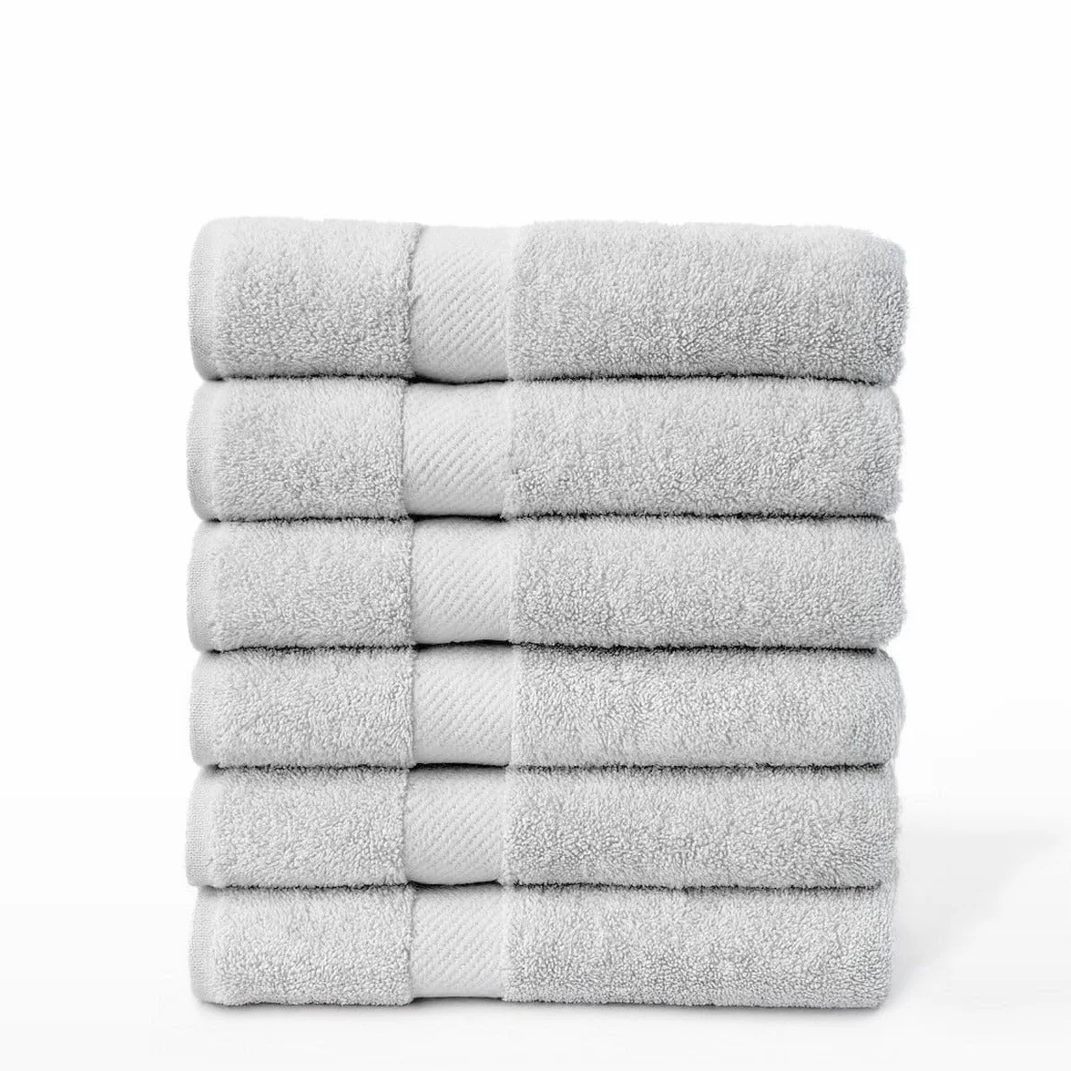 Juego de 6 Toallas Ducha Grandes Gris Claro 100% algodón de 150x100 cm | Tejido suave de gran gramaje con alta absorción. Aptas para lavadora, de uso diario.
