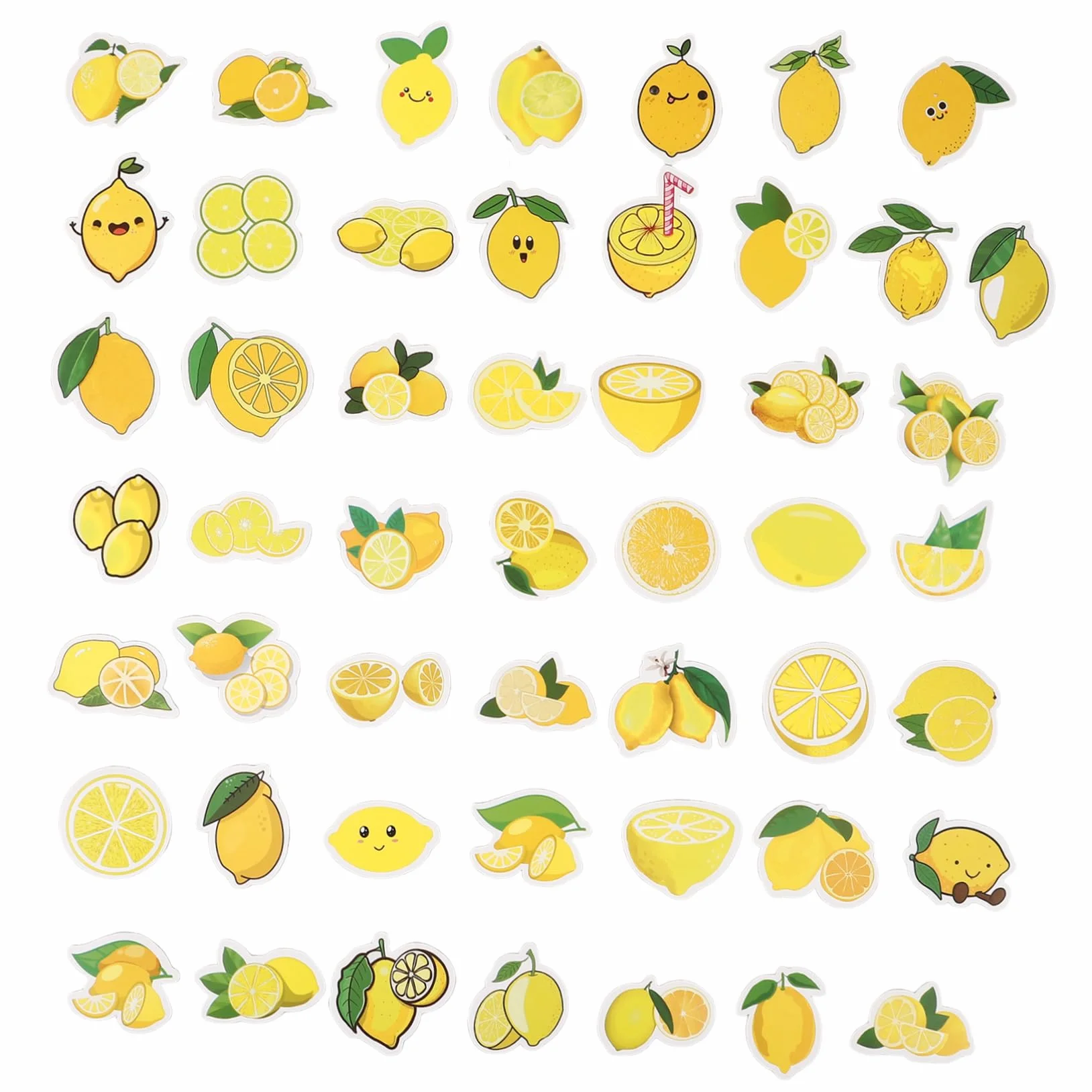 Pegatinas de Limón Adorables para Maletas, 50 Piezas Amarillas | Autoadhesivas, Diseño de Patrón Adorable, Decorativas para Crear Obras y Regalar a Amigos