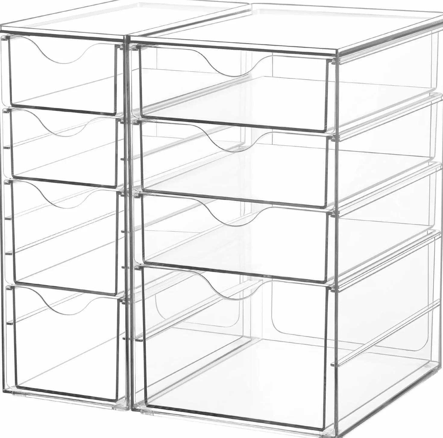 Vtopmart Organizador de escritorio con 8 cajones, organizador de oficina, organizador de escritorio transparente para oficina, manualidades, maquillaje, bolígrafos