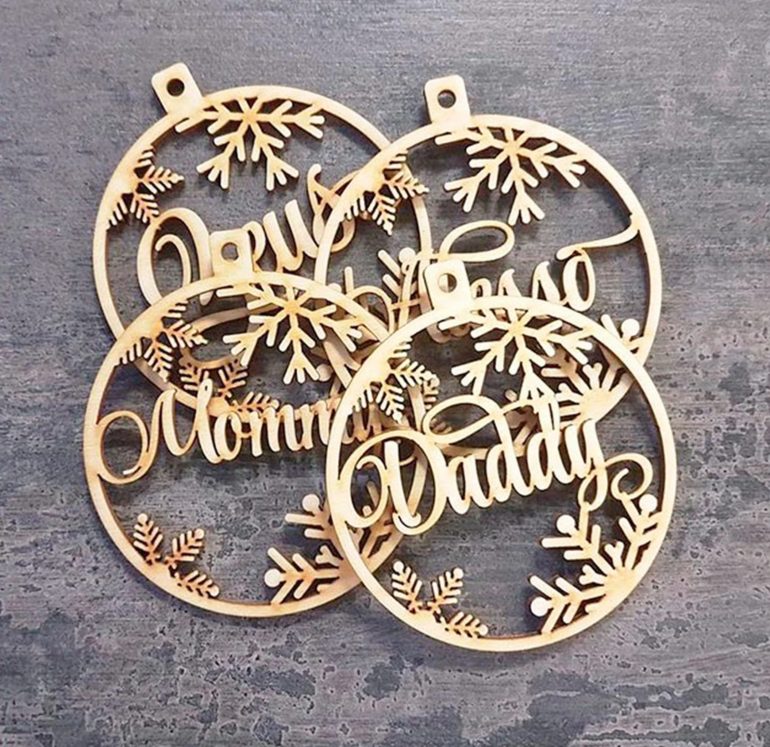 Bola navidad personalizada para árbol - Esfera grabada en madera con cuerda incluida (Copito) Decoración navideña